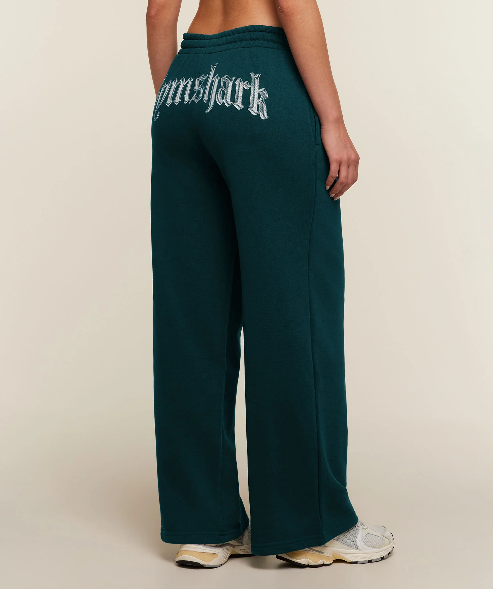 Gymshark Chrome Graphic Wide Leg Sweatpants in Teal