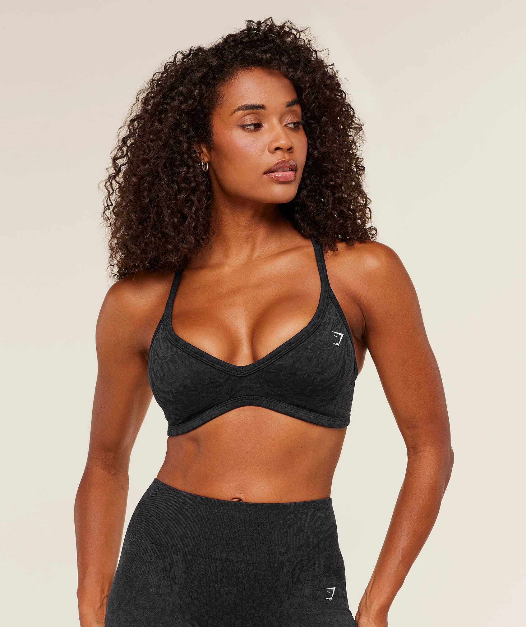 Gymshark Adapt Animal Sports Bra with Cheetah Print and Low V Neck