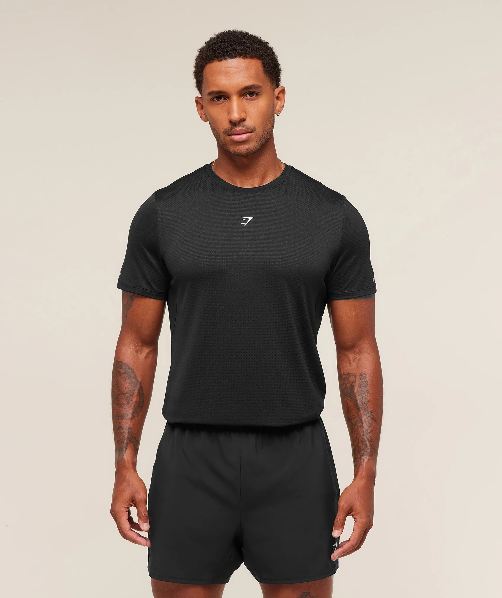 Gymshark Running T-Shirt with Reflective Logos and Side Splits