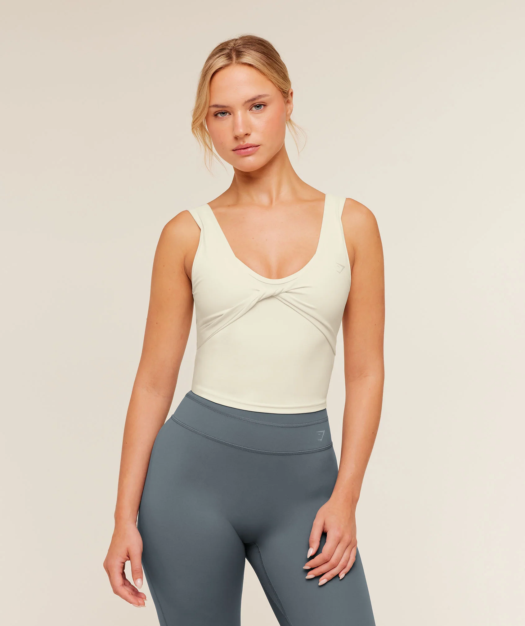 Crossover Back Tank Top in White for Studio and Everyday Wear