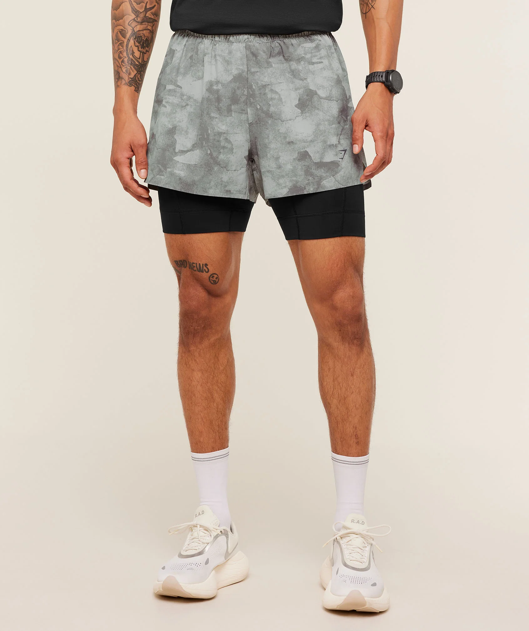 Gymshark Running Elite 2-in-1 5" Shorts in Grey