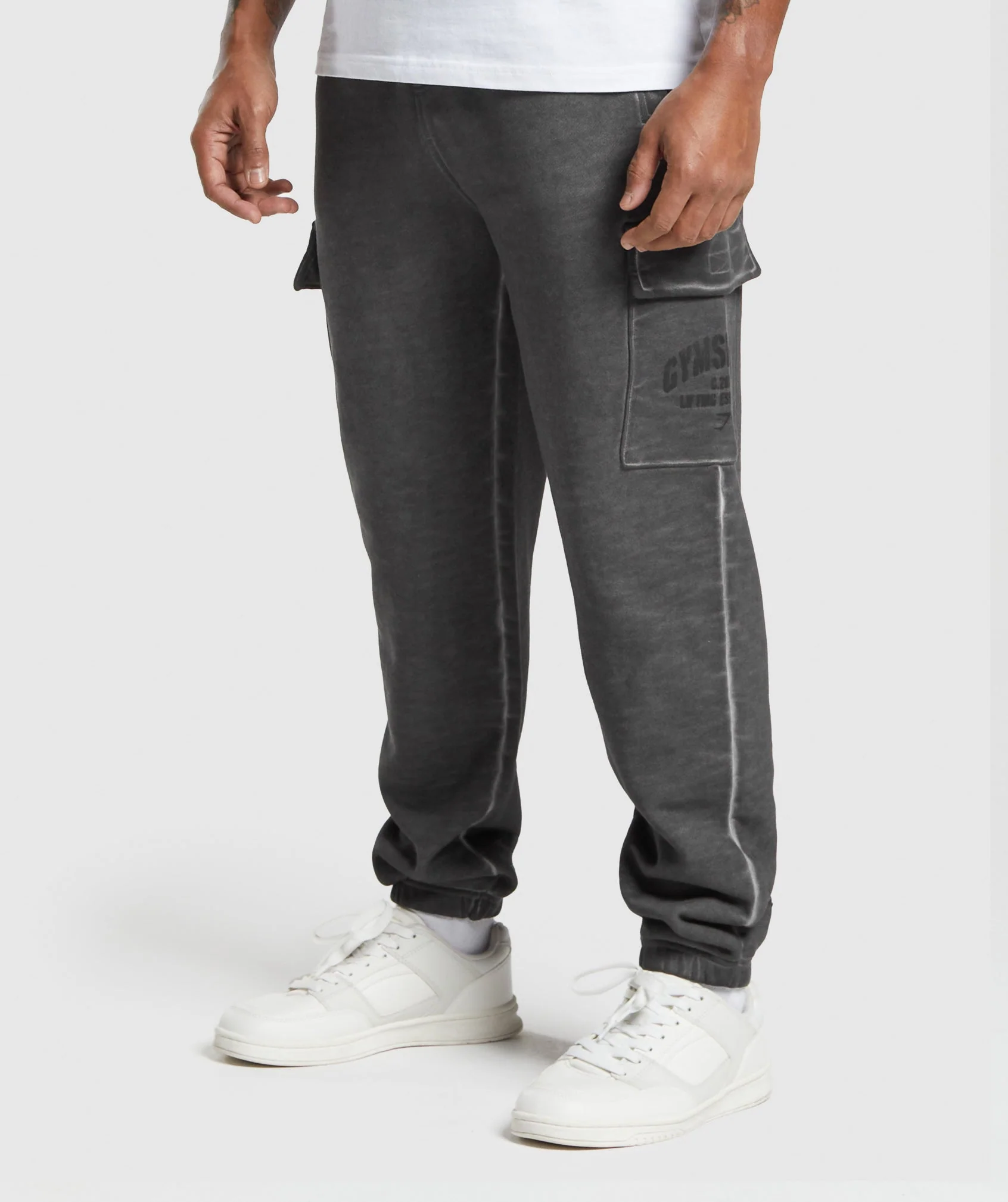Heavyweight Washed Cargo Joggers with Snap-Closure Pockets