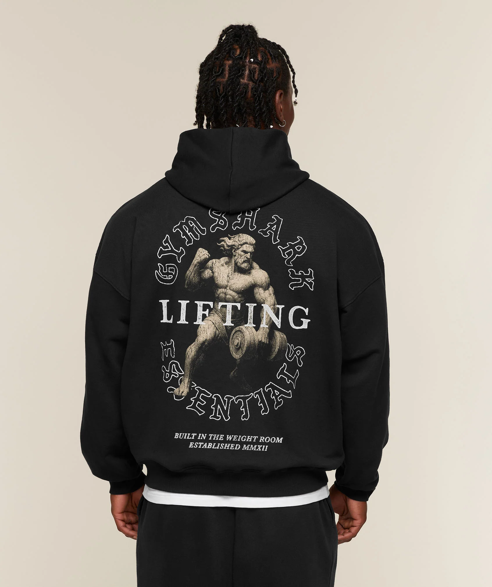 Lifting Statue Graphic Hoodie with Kangaroo Pocket