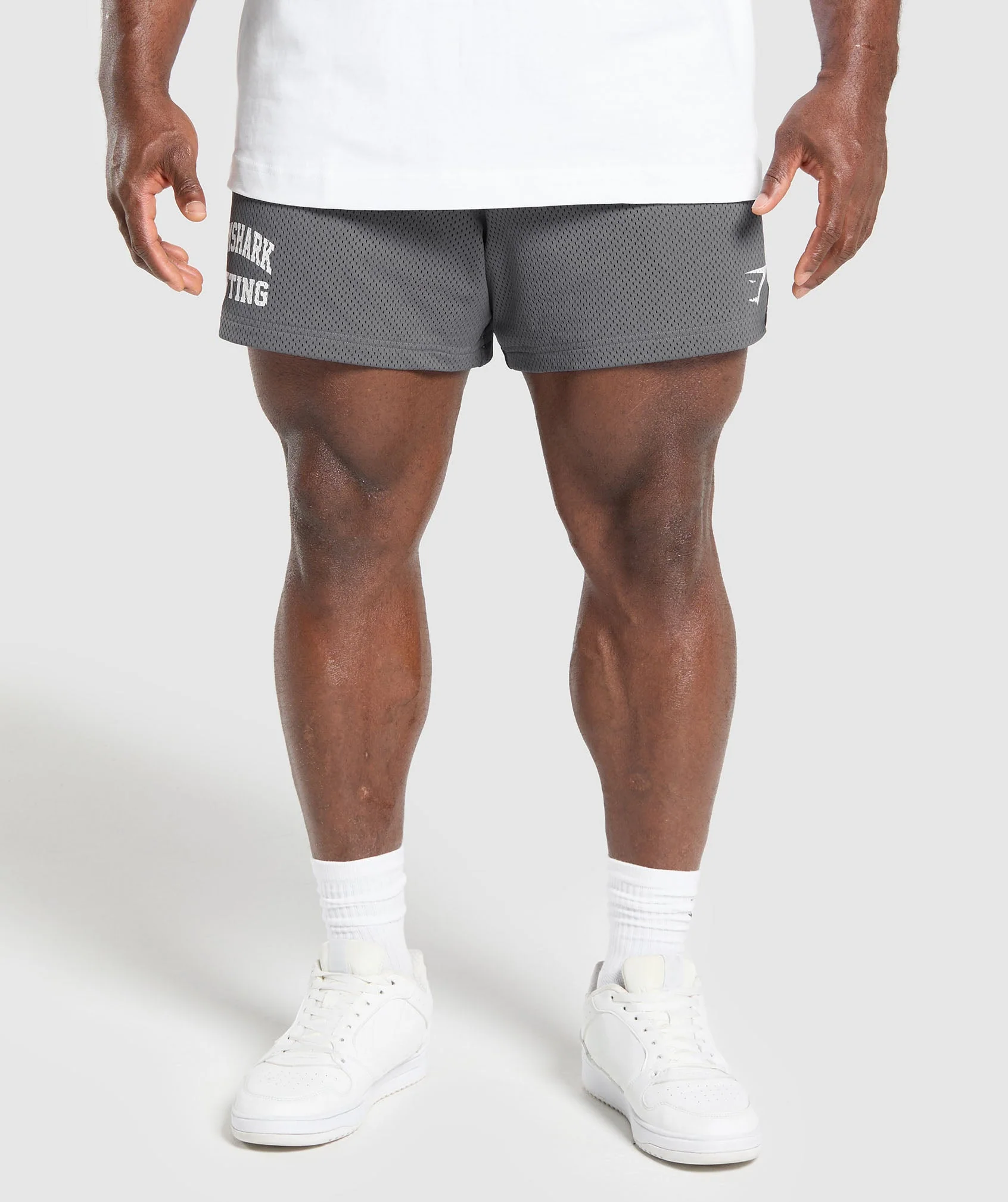 Lifting Mesh 5" Shorts in Pitch Grey with Drawcord Waist