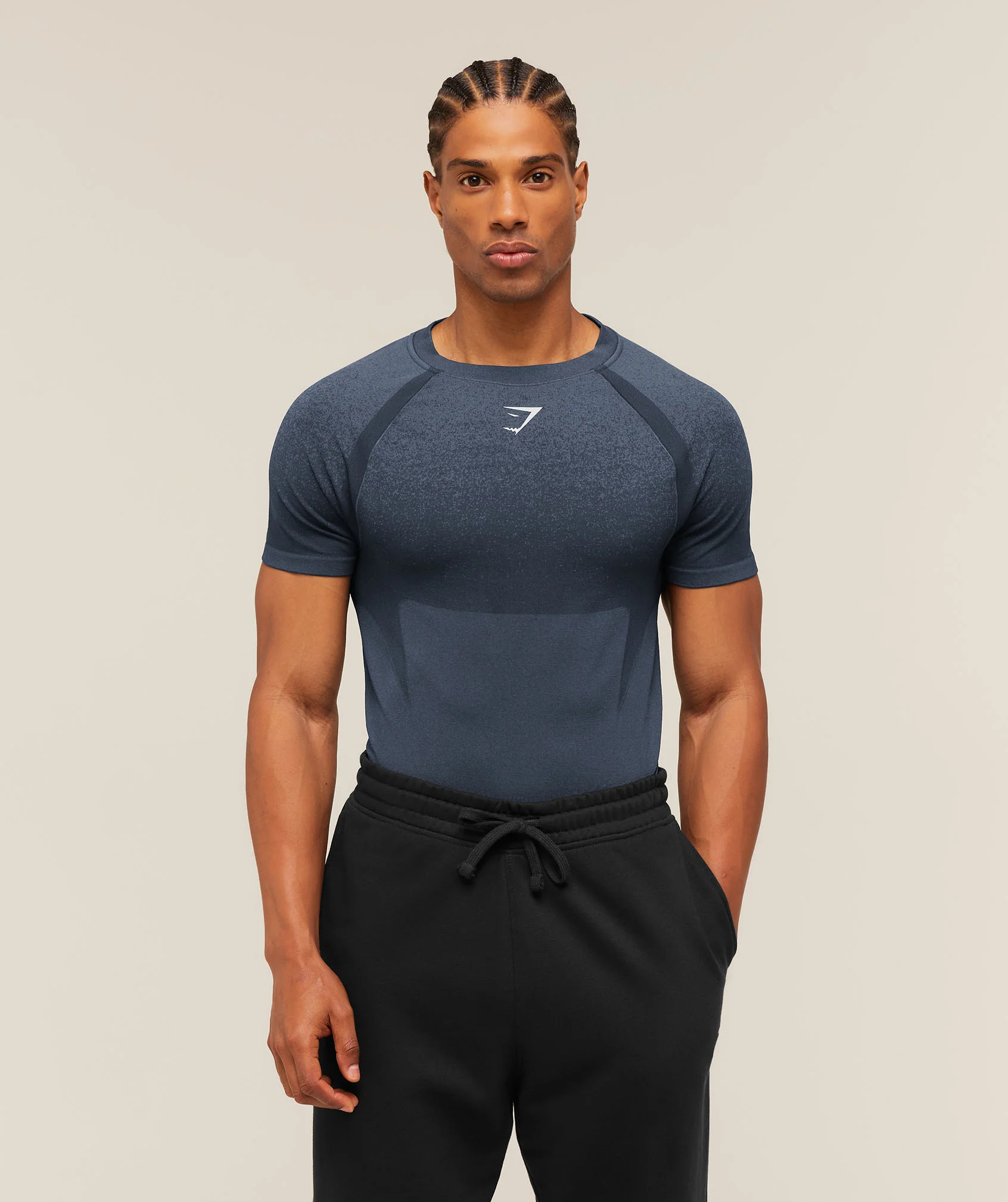 Gymshark Shadow Seamless T Shirt Muscle Fit in Blue