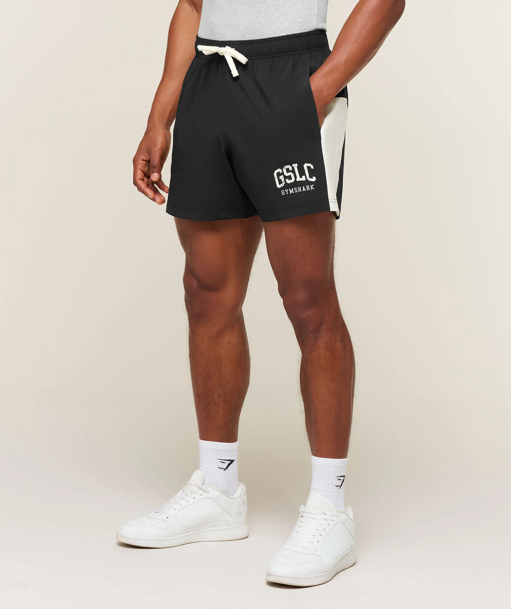 GSLC Emblem Shorts in Black with Ribbed Waistband