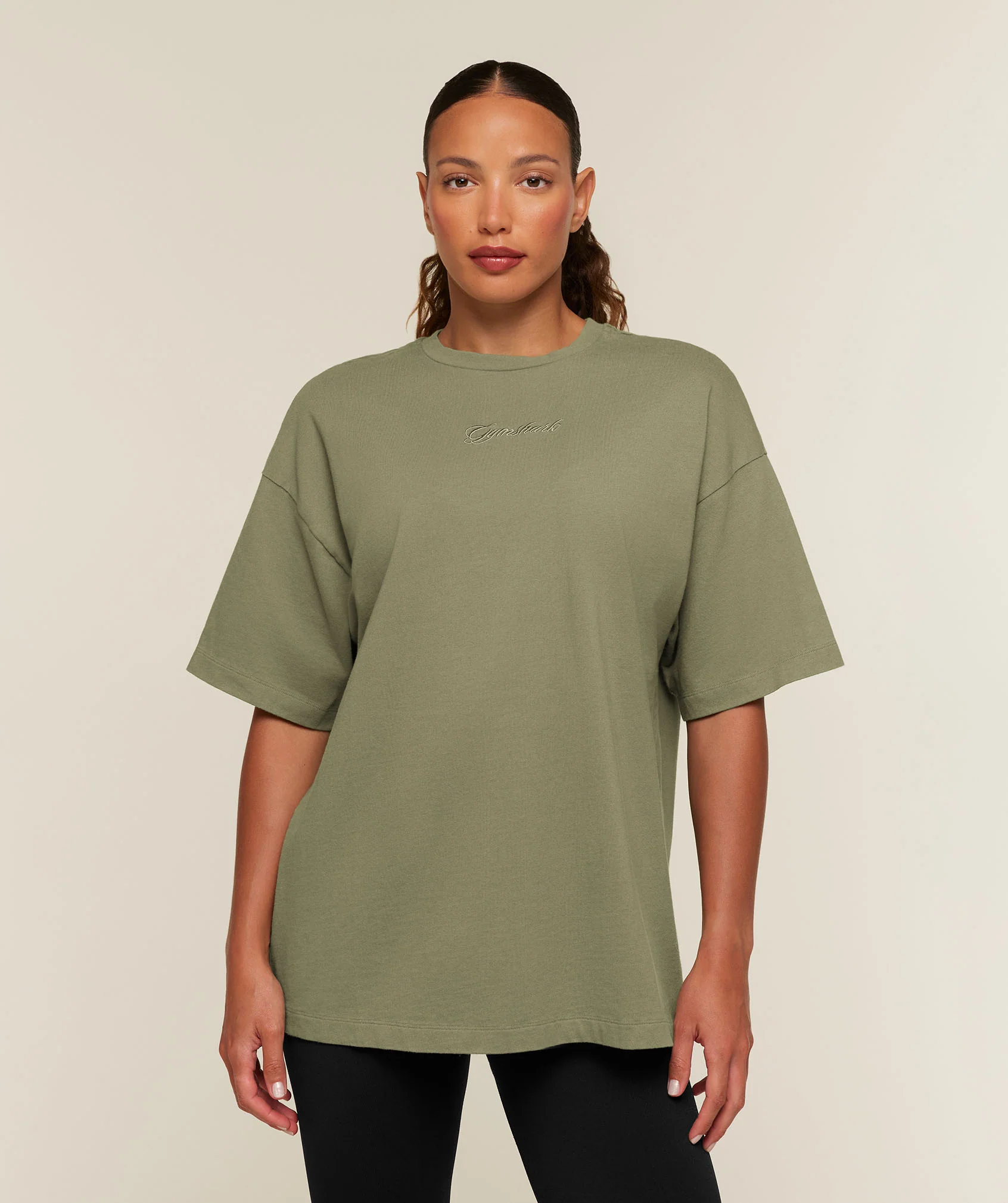 Gymshark Appliqué T-Shirt Oversized Cotton Tee with Back Graphic