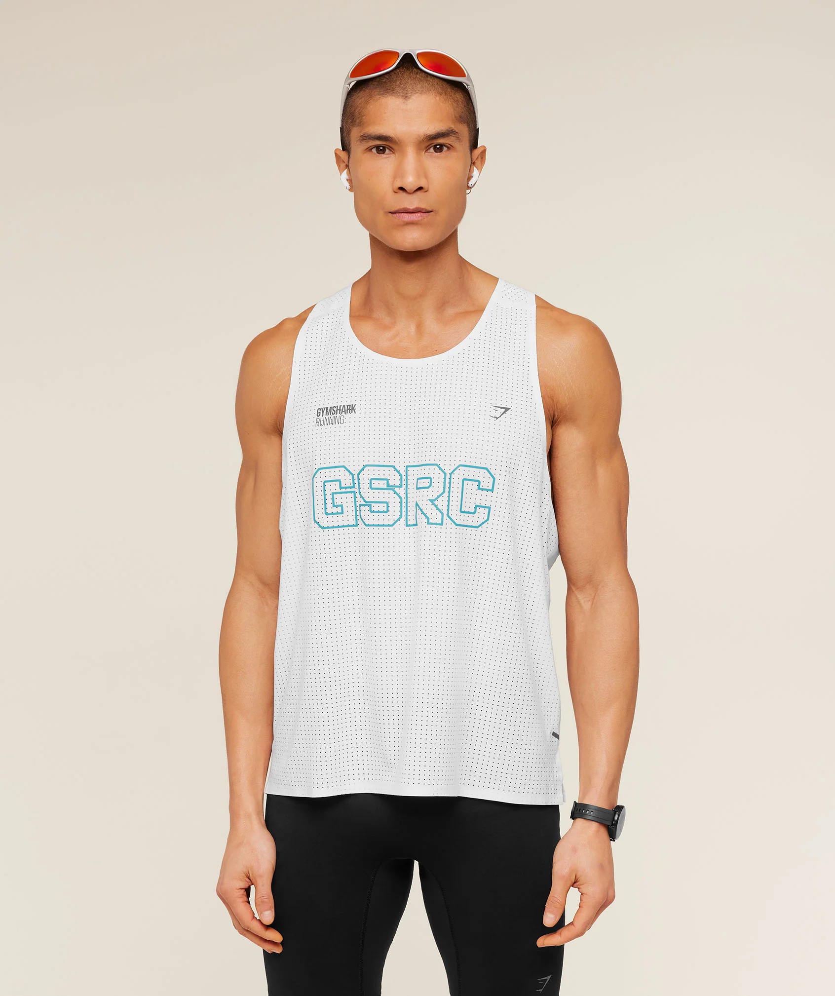 Gymshark Running Elite Race Vest in White, Slim Fit Running Tank