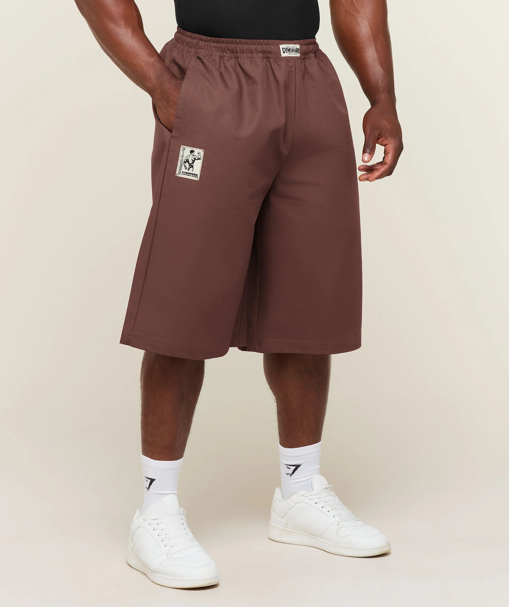 Gymshark Longline Pumper Shorts Brown Oversized Gym Training Shorts