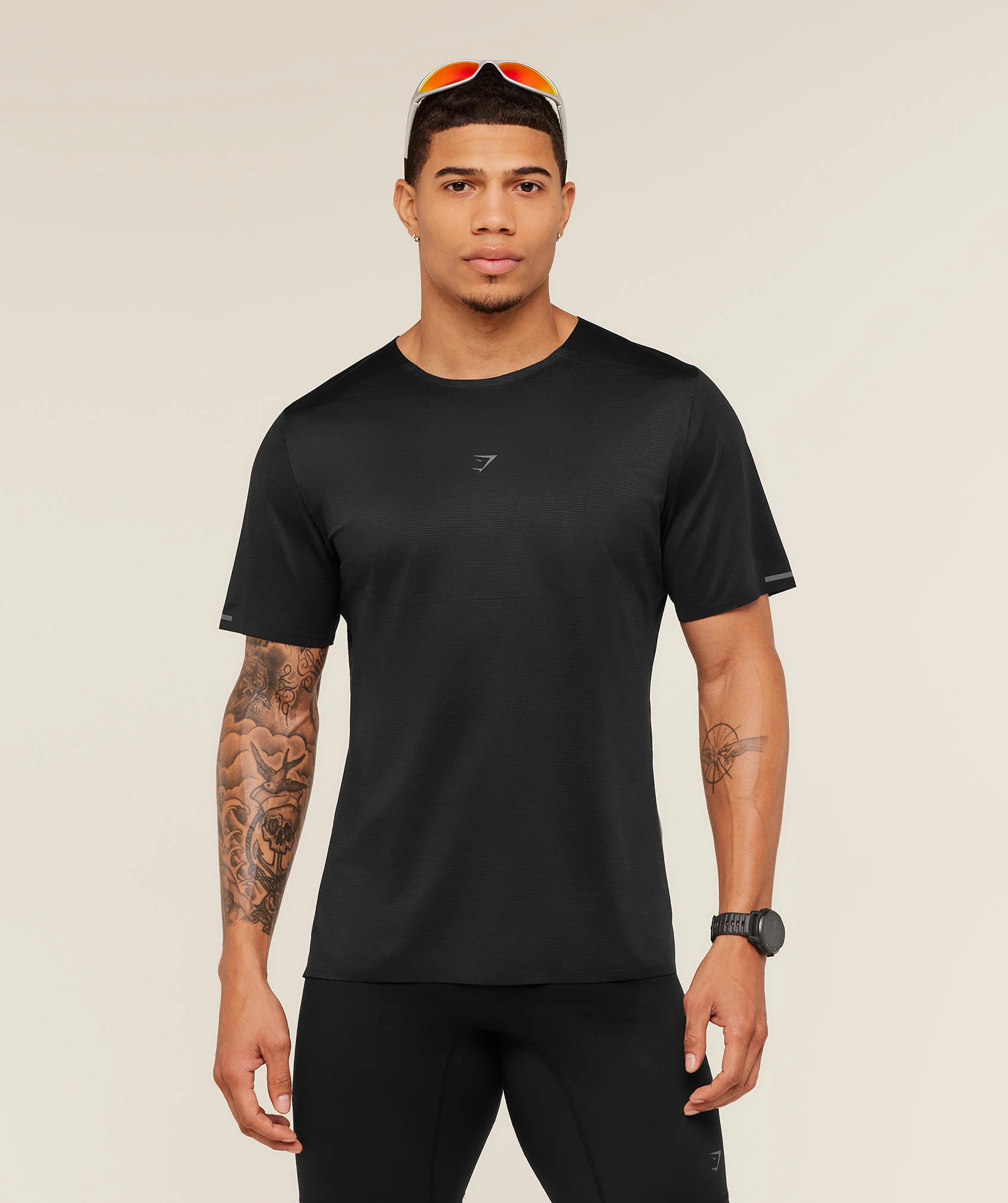Running Elite T-Shirt in Black with Reflective Trims and Ventilation