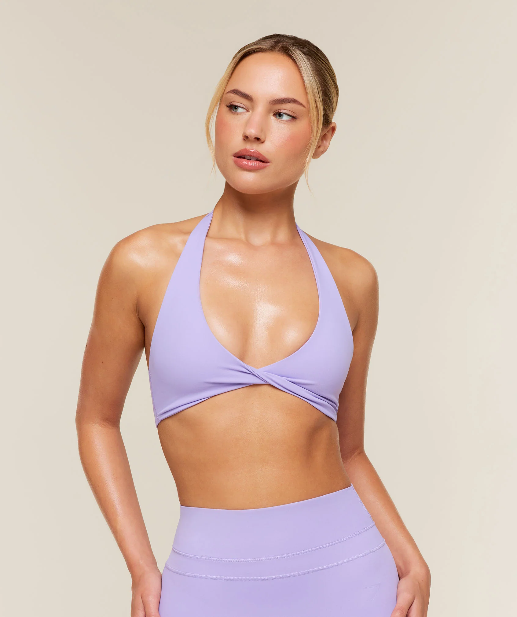 Whitney Twist Sports Bra Purple Seamless Gym Bra