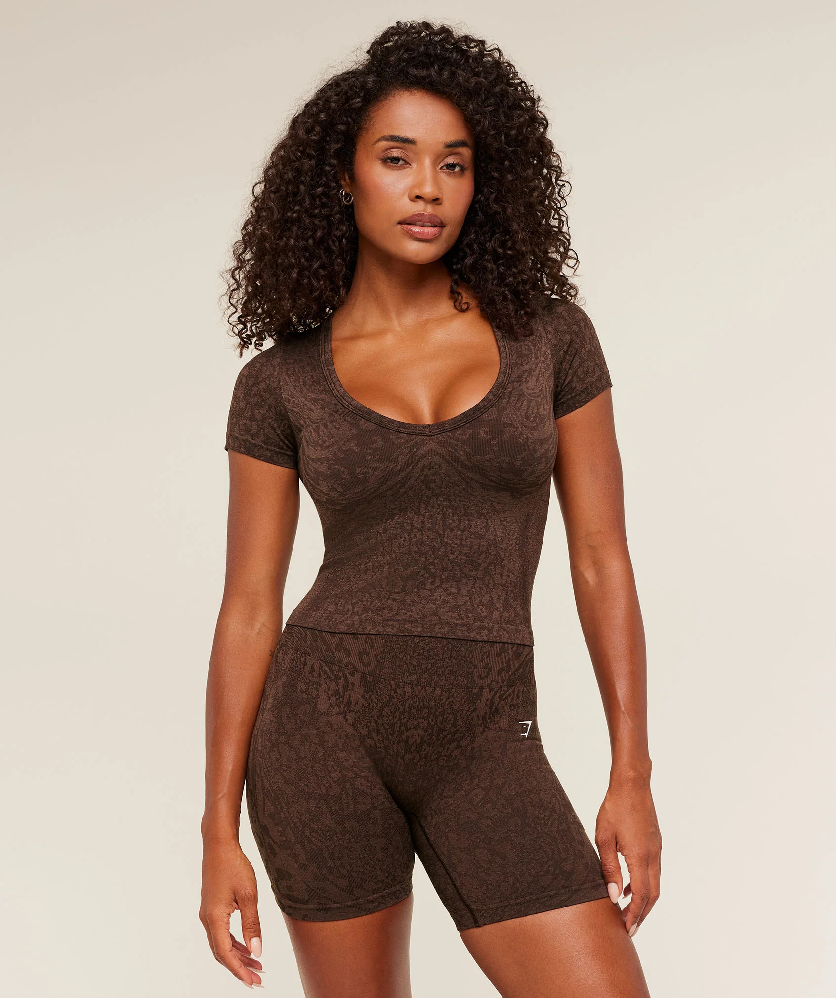 Gymshark Adapt Animal X Whitney Short Sleeve Top in Cheetah Print