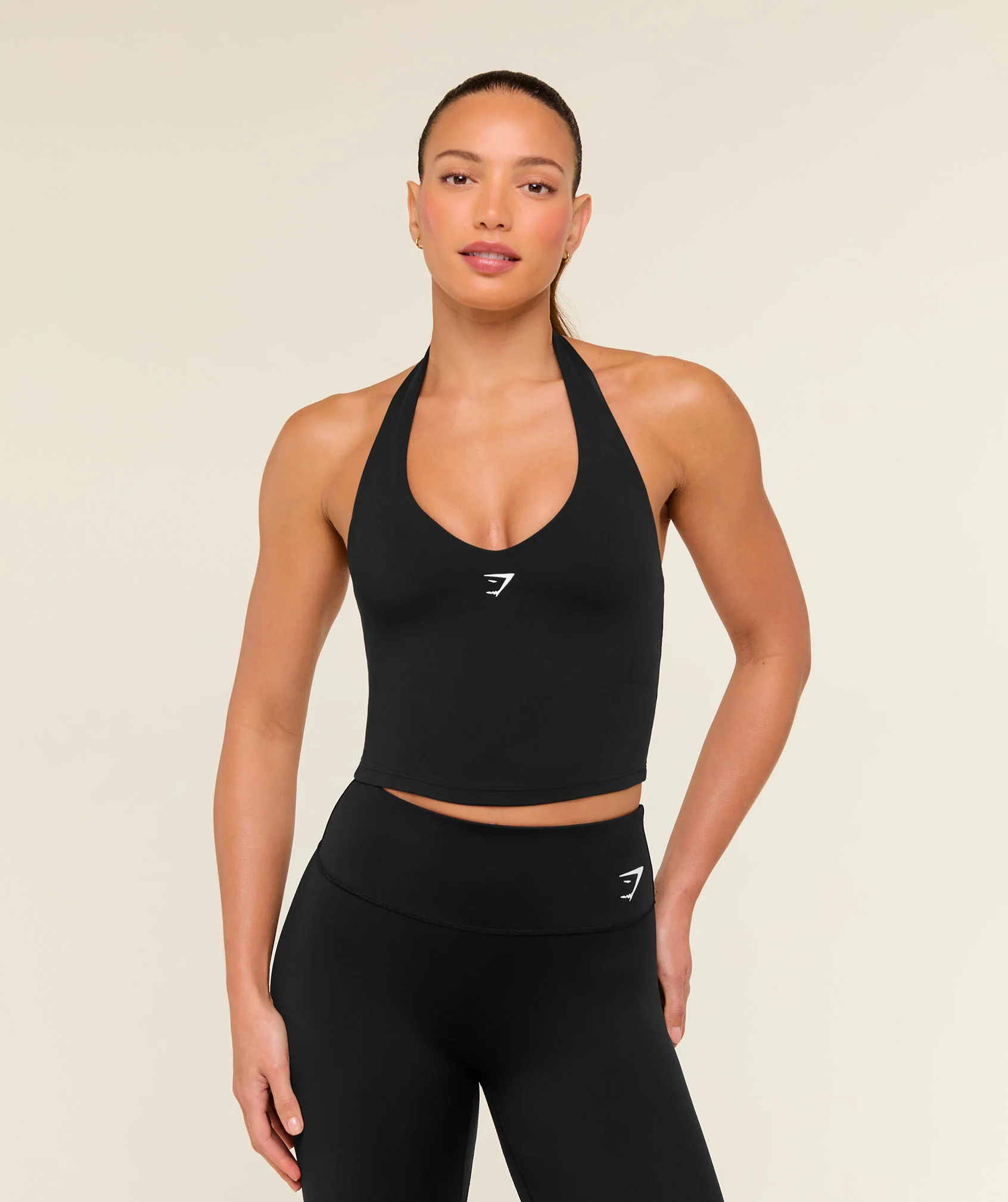 Gymshark Halter Neck Cami with Shelf Bra in Black