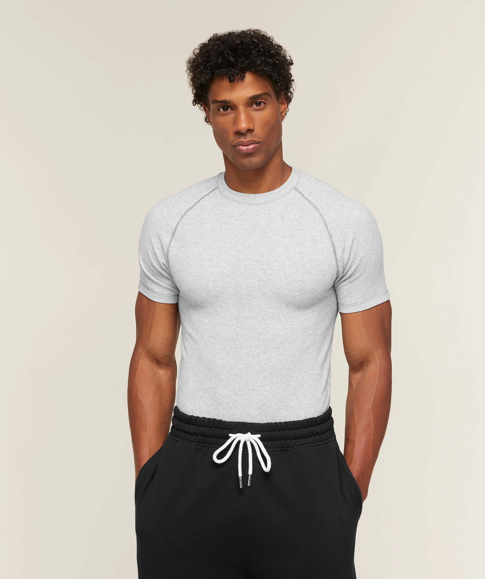 Bomullsslipsløs T-skjorte Muscle Fit CottonMove-blanding