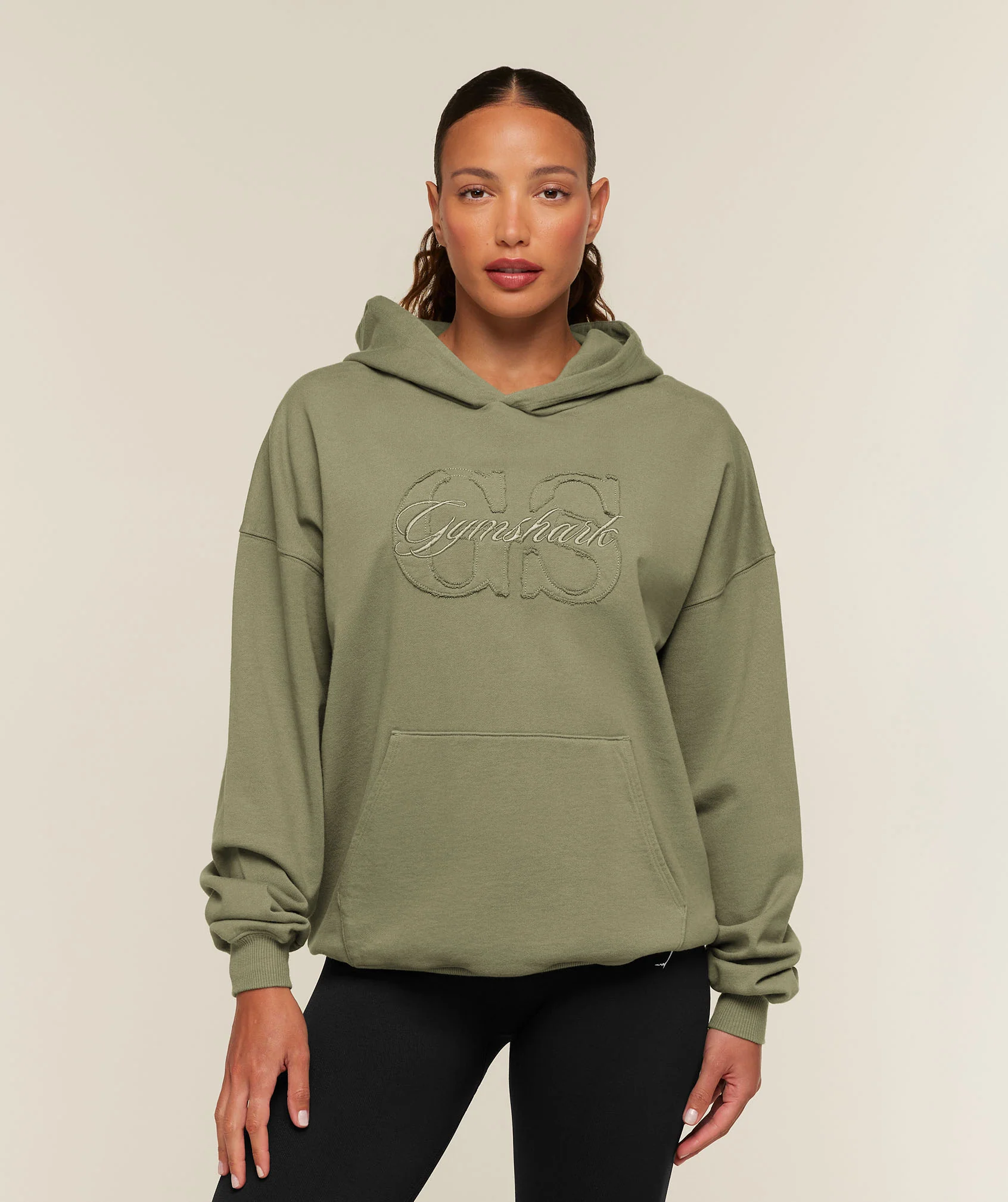 Appliqué Hoodie with Ribbed Cuffs and Hems