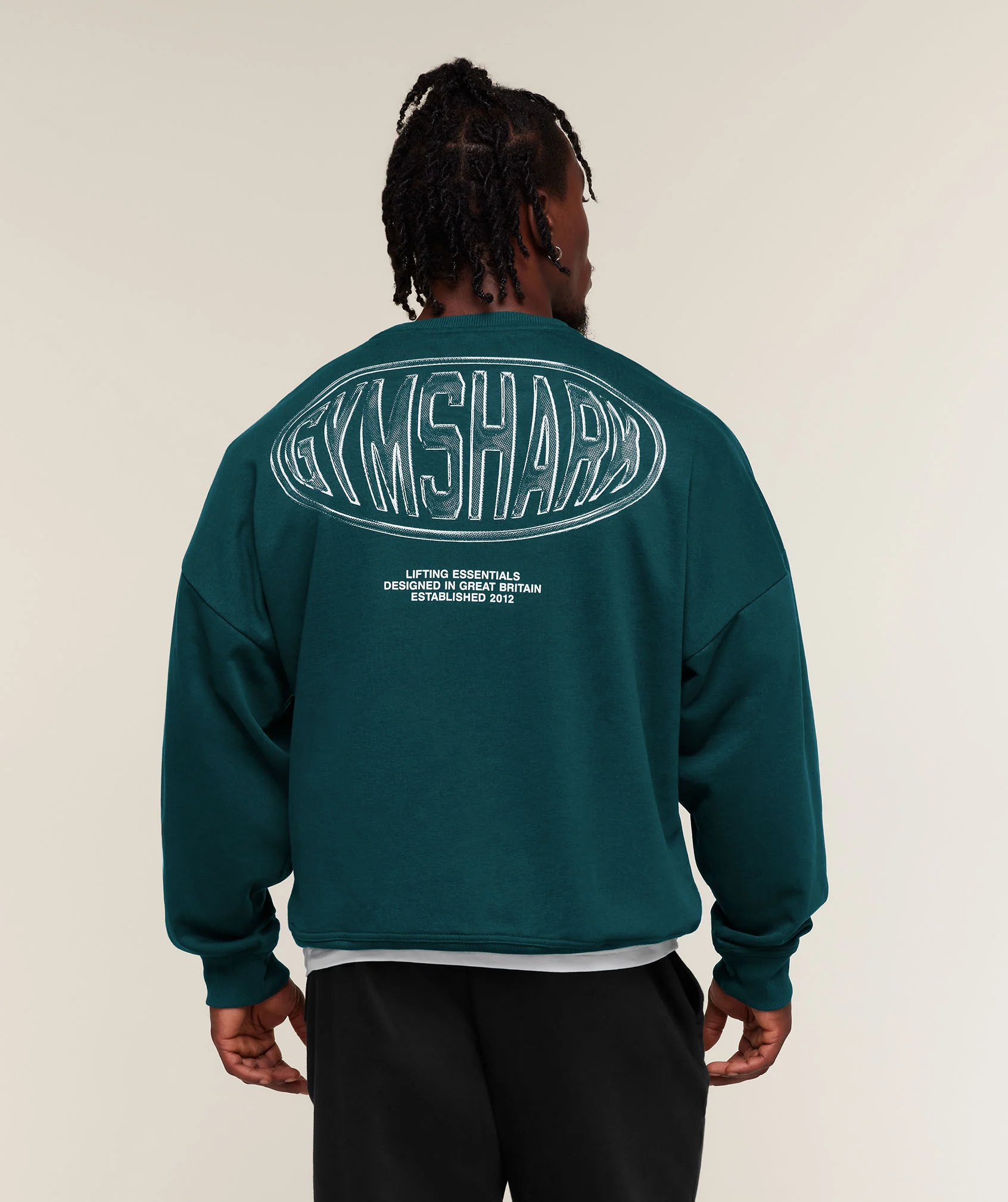 Gymshark Chrome Graphic Sweatshirt Oversized Fit in Teal