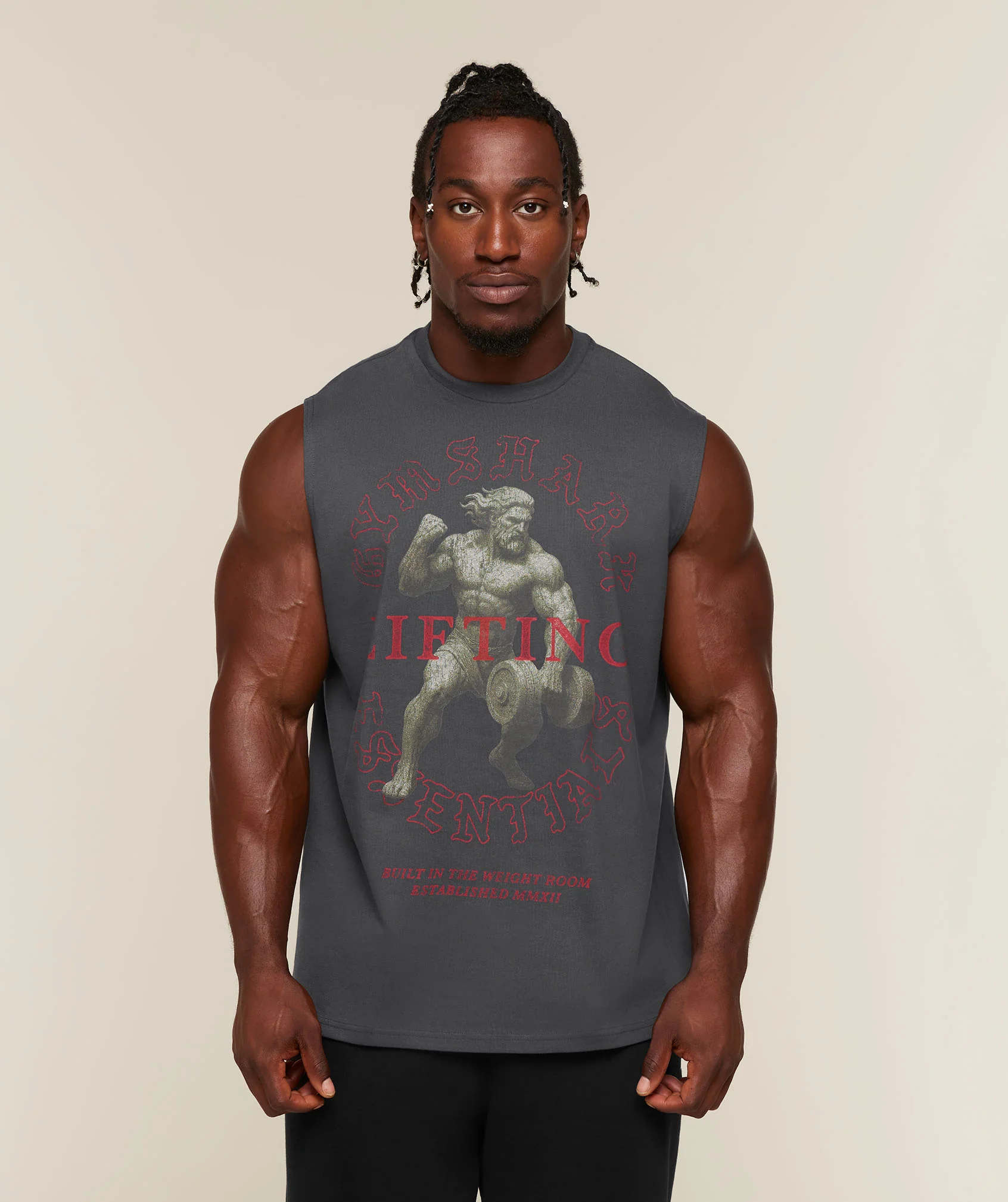 Løftende statue-grafisk tanktop i oversized bomuldsfit