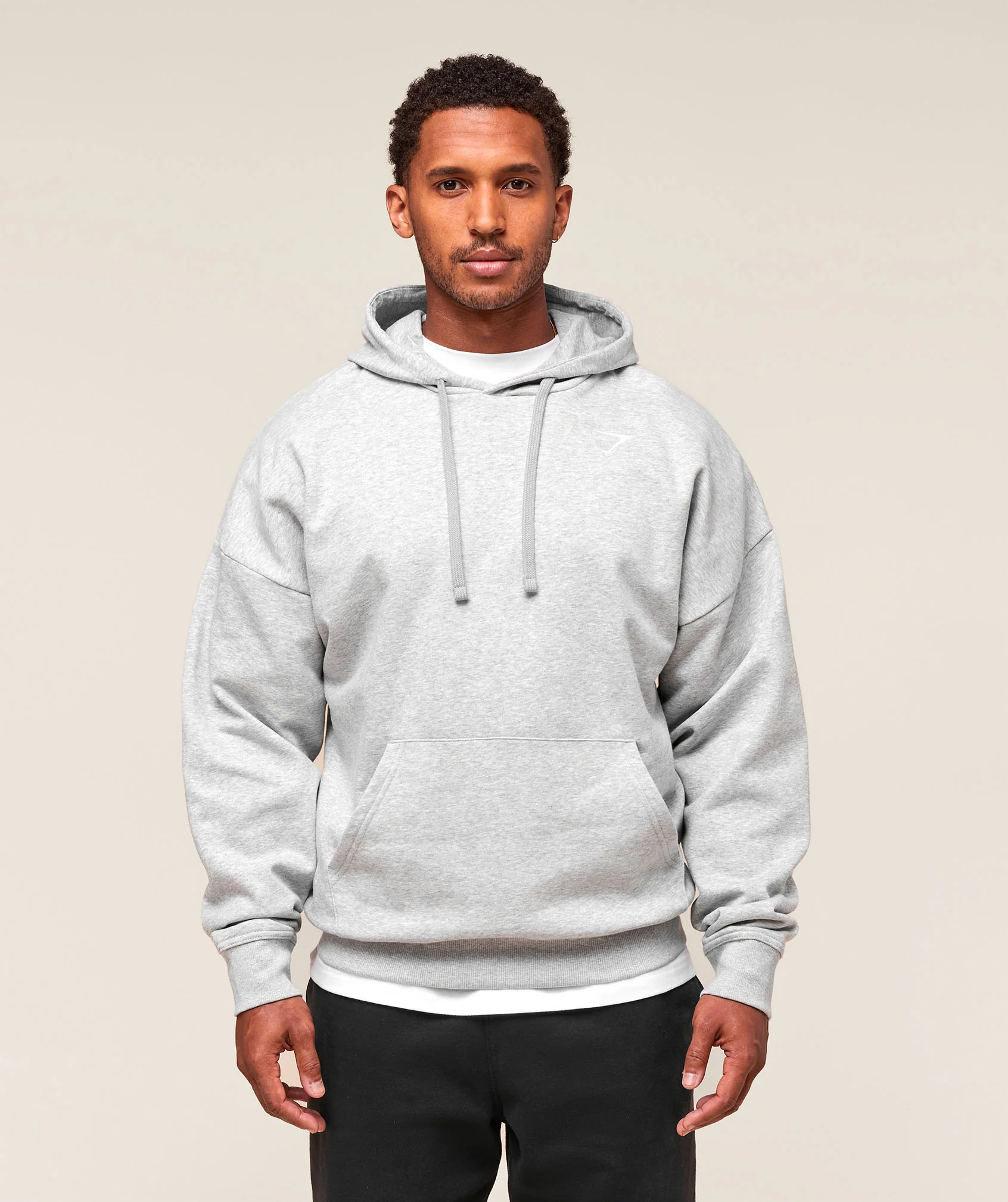 Gymshark Crest Oversized Hoodie Light Grey Marl