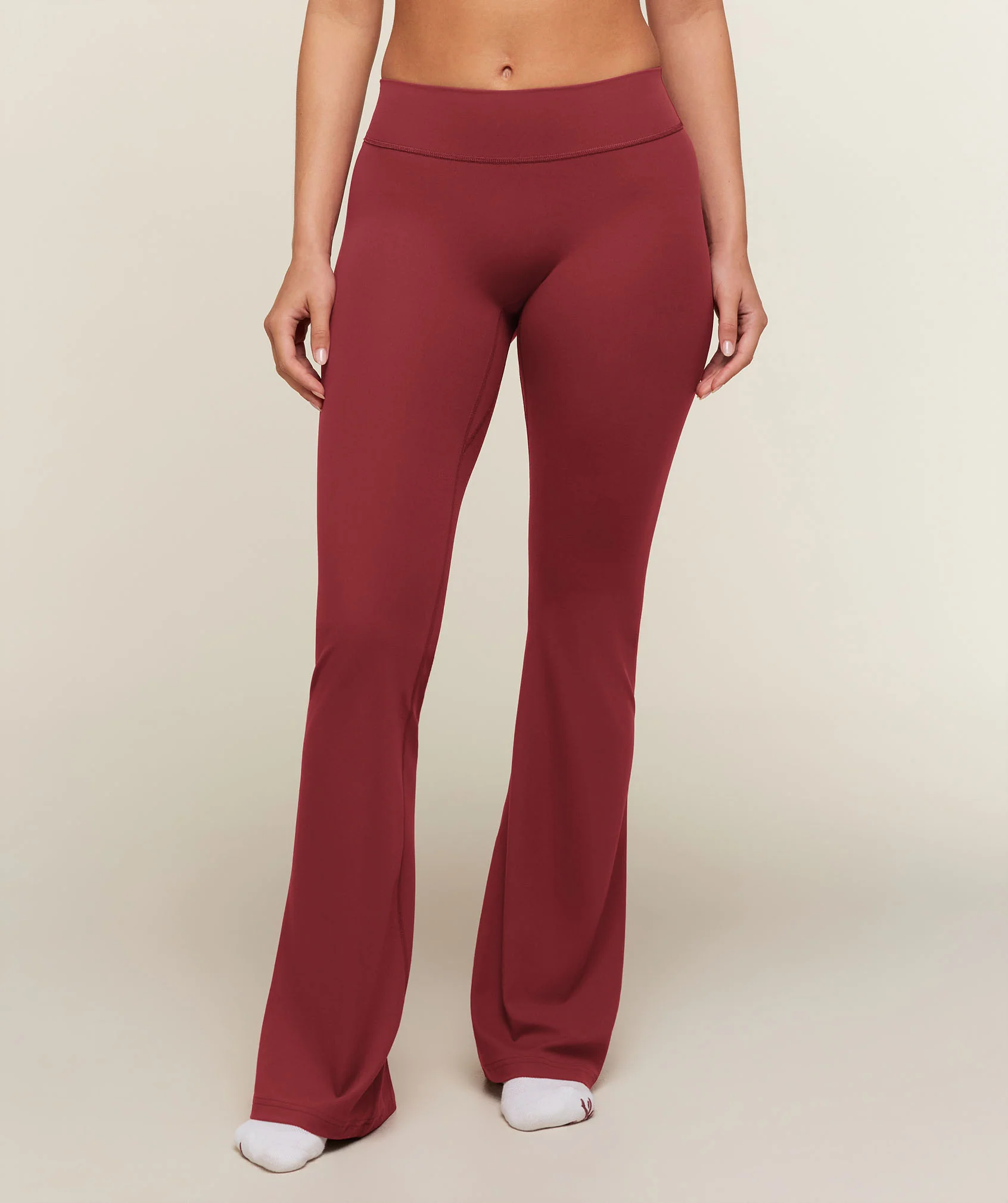 Gymshark SoftSense Mid-Rise Flared Leggings in Red