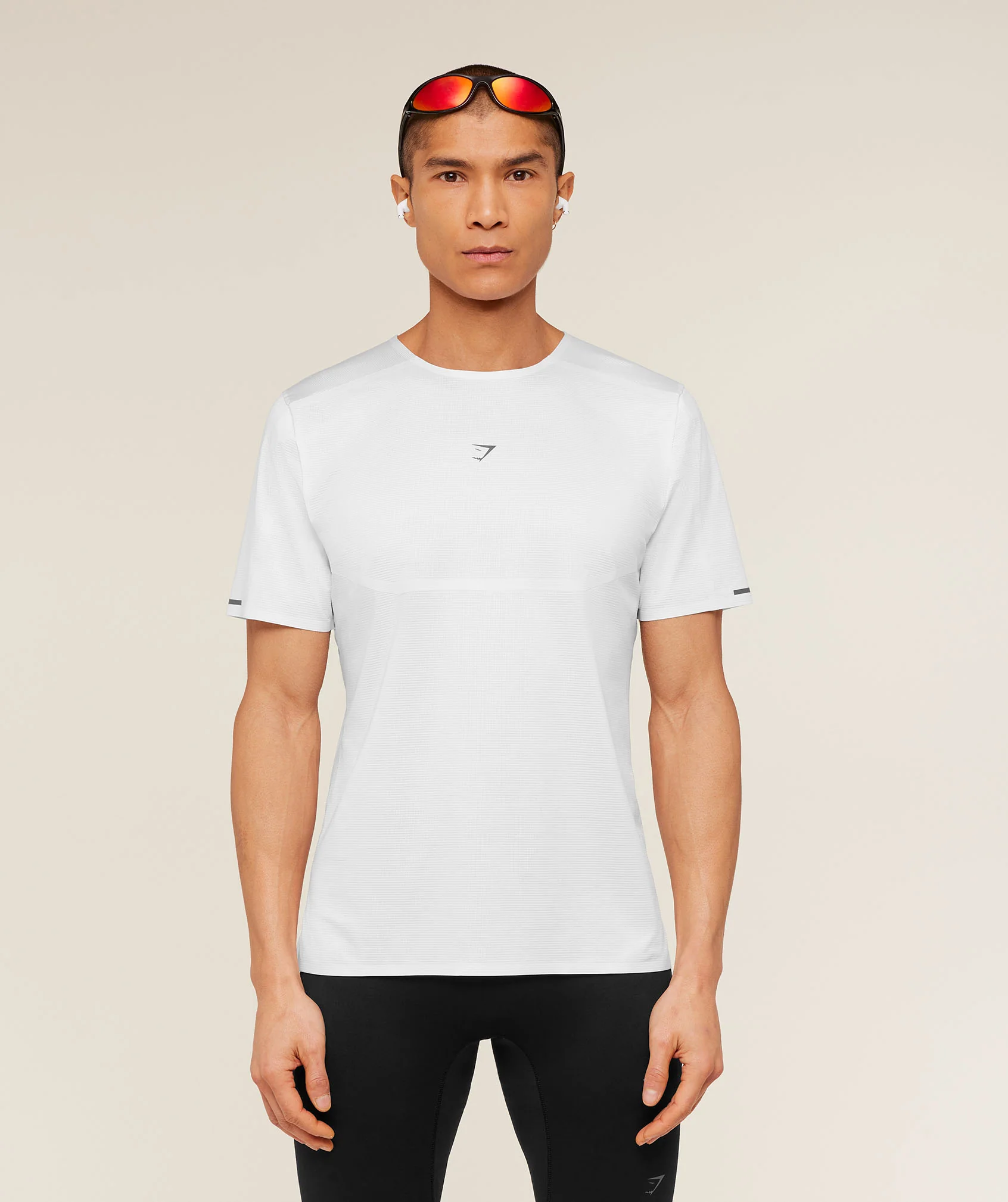 Gymshark Running Elite T-Shirt in White with Ventilation Panels
