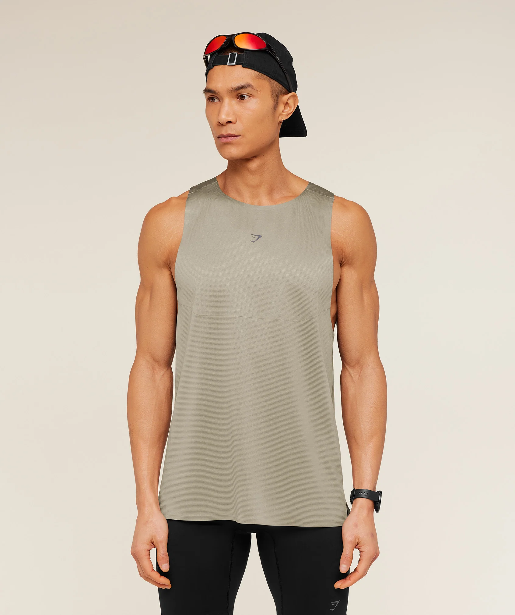 Gymshark Running Elite Tank Slim Fit Running Vest Brown