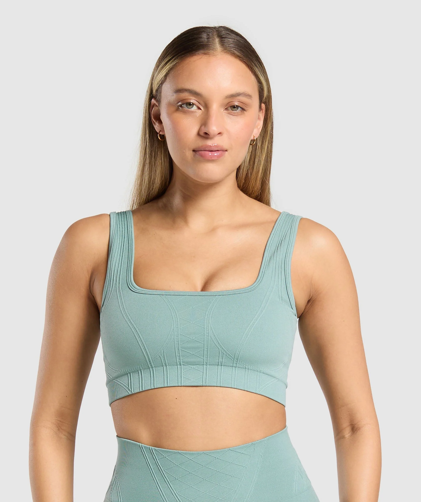 Corset Seamless Sports Bra with Square Neck and Light Support