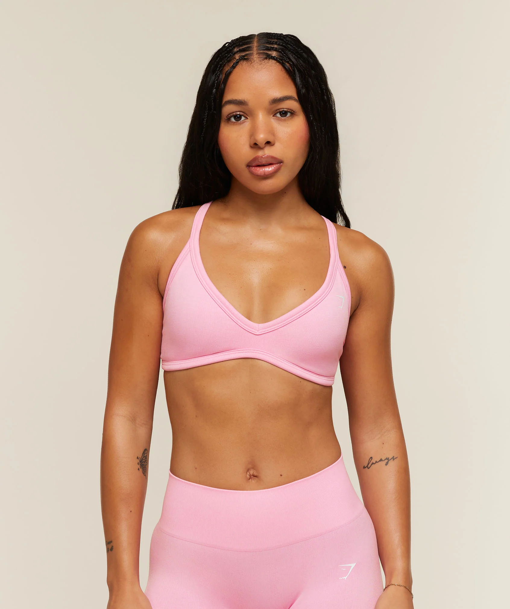 Adapt Solid Sports Bra Pink with Minimal Straps and 430gsm Fabric