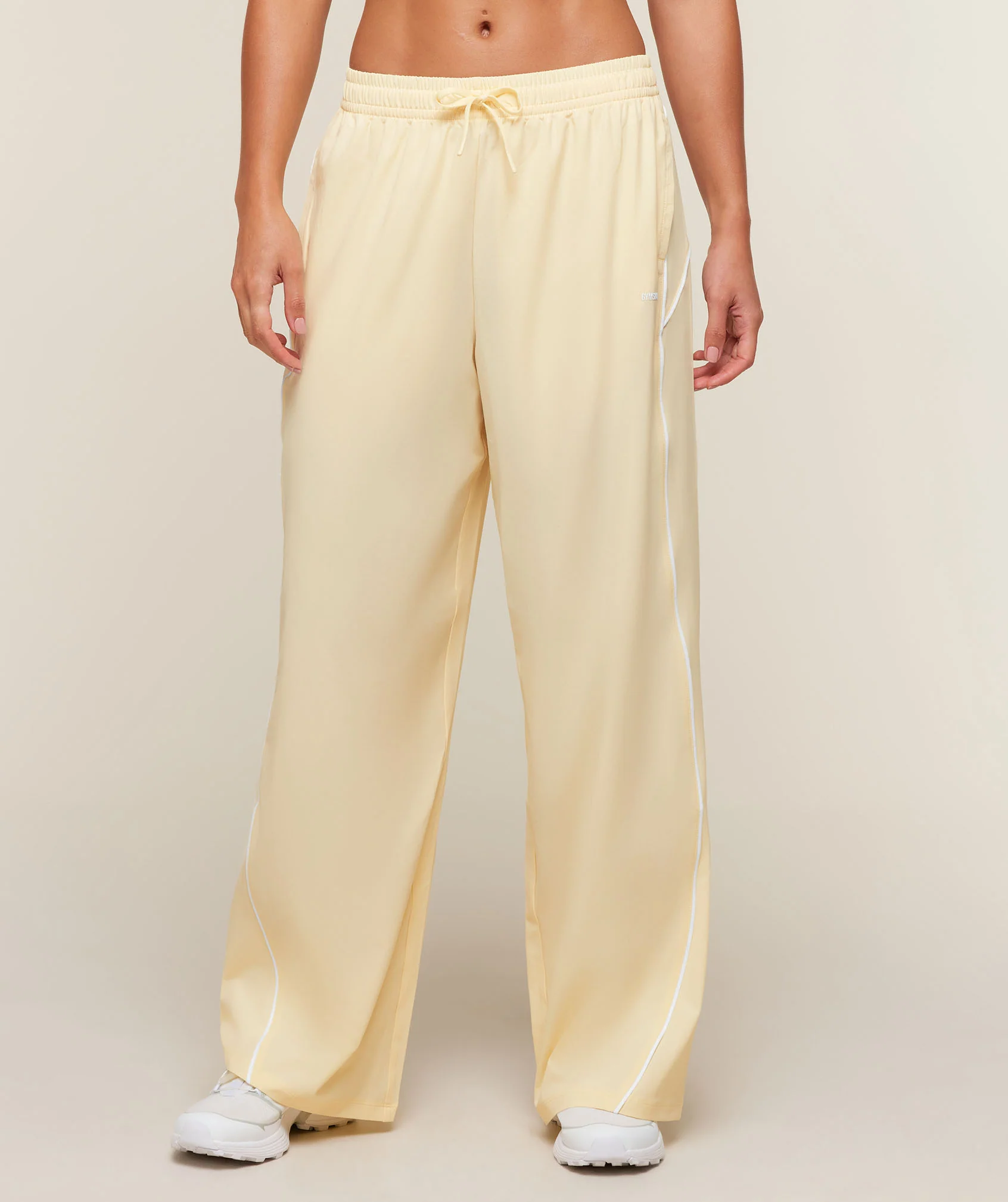 Gymshark Track Pants with Wide Leg and Retro Contrast Piping