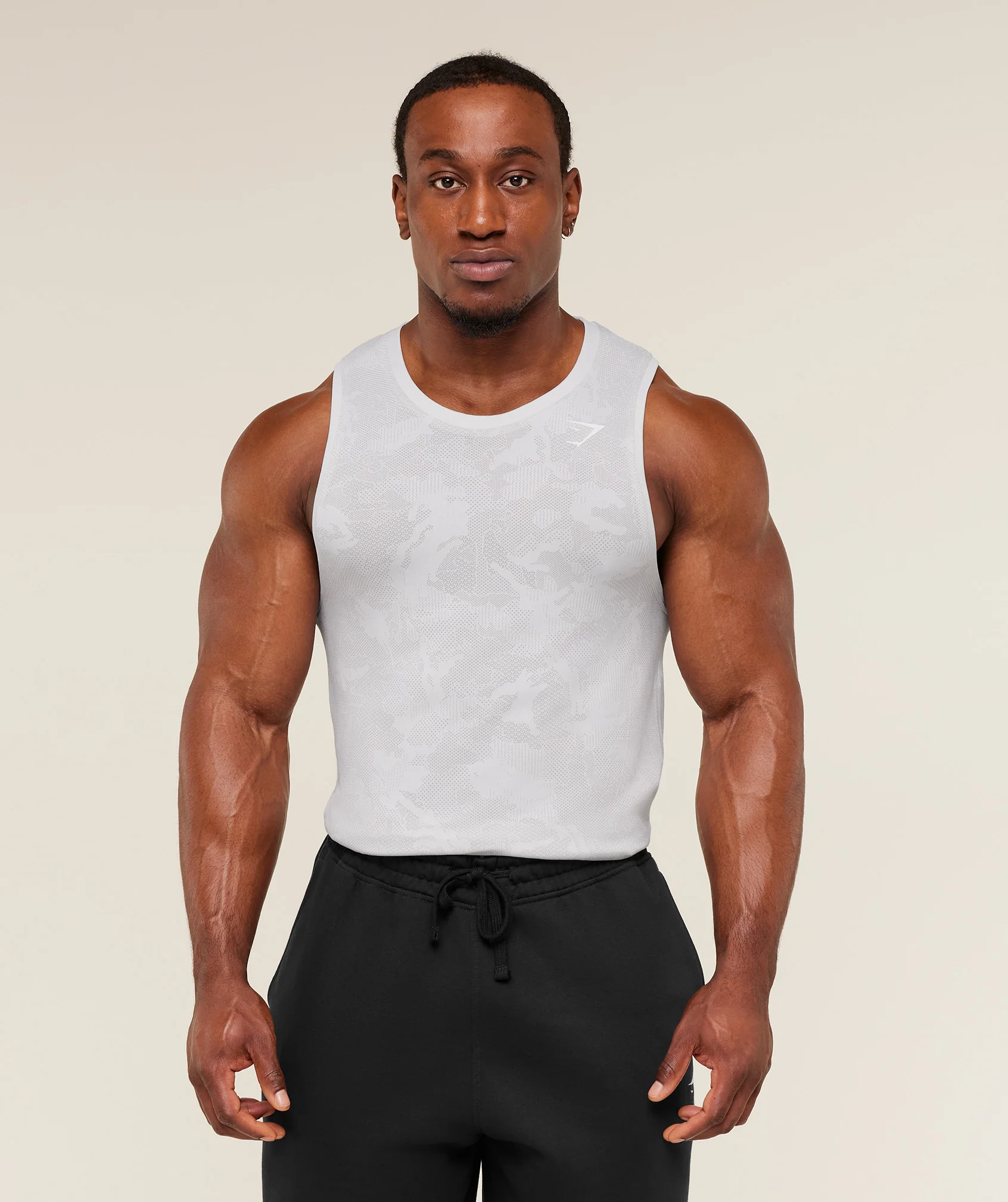 Gymshark Geo Seamless Tank in White and Light Grey