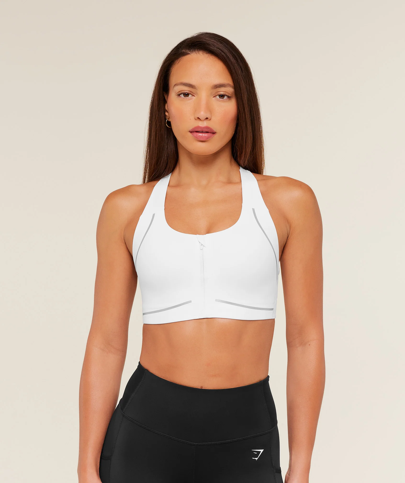 Gymshark Running Sports Bra with Zip Front and Padded Straps