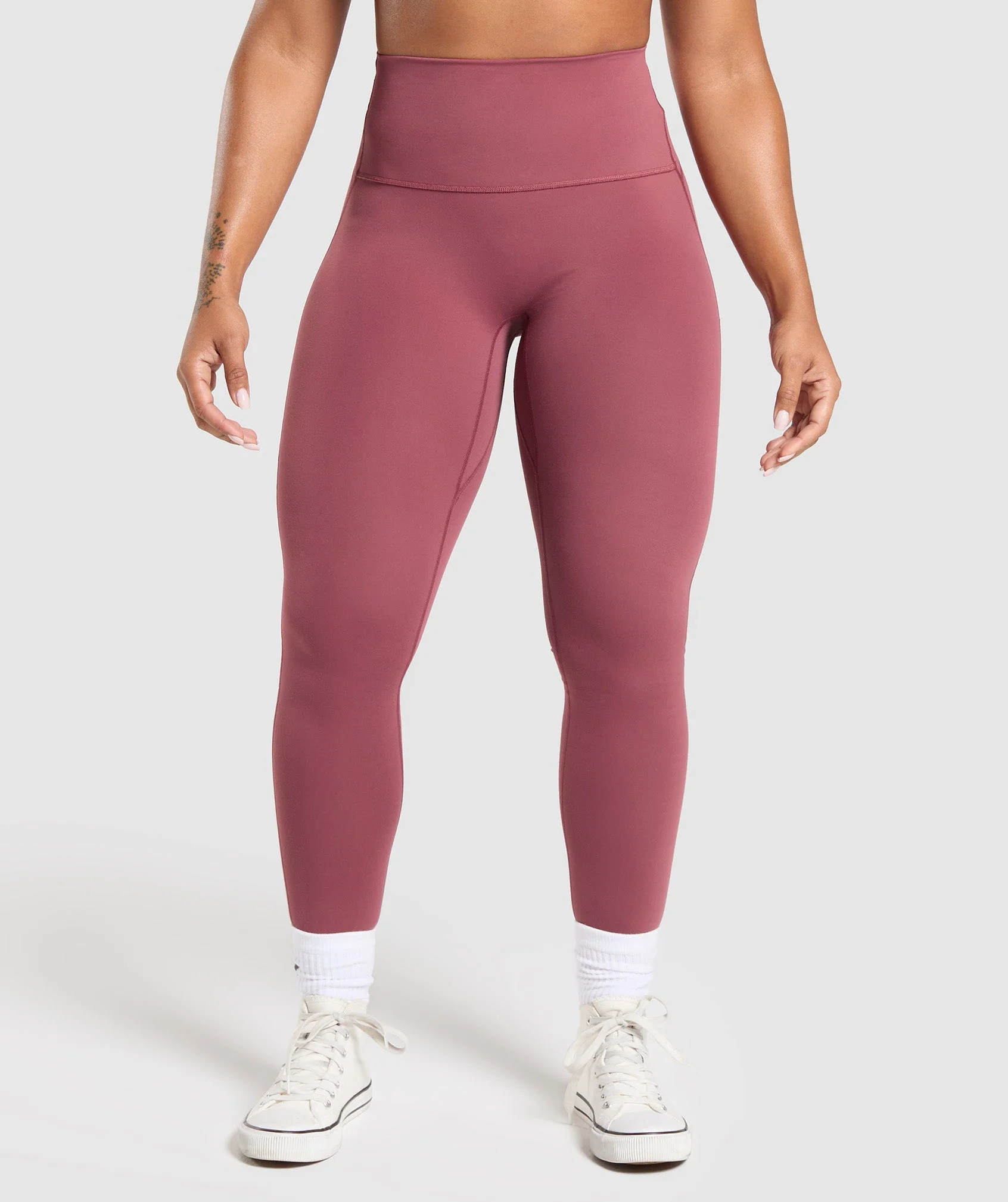 Legacy Logo Leggings in Washed Berry Pink High Waisted Fit