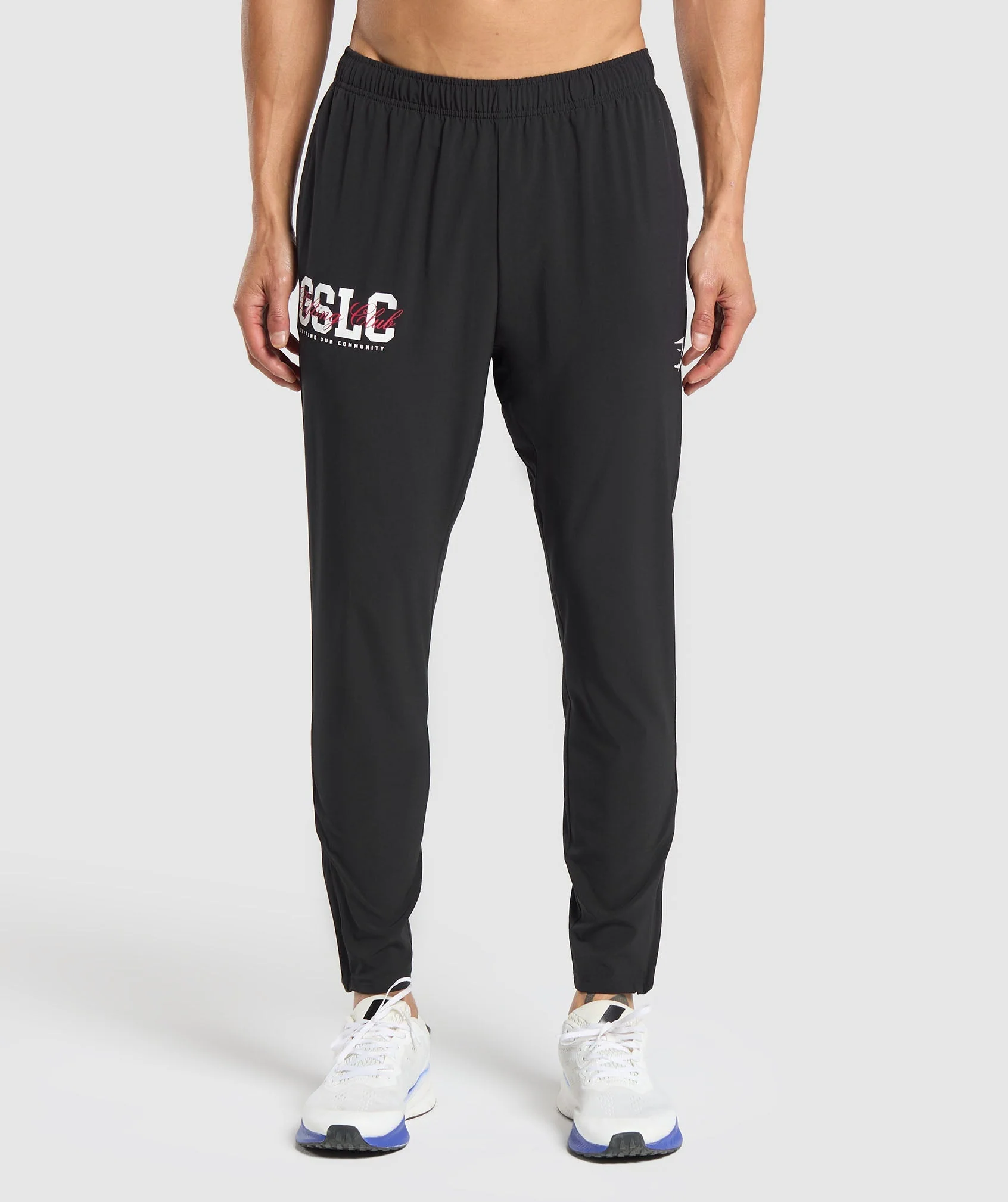 Script Woven Joggers in Black with Lifting Club Graphic