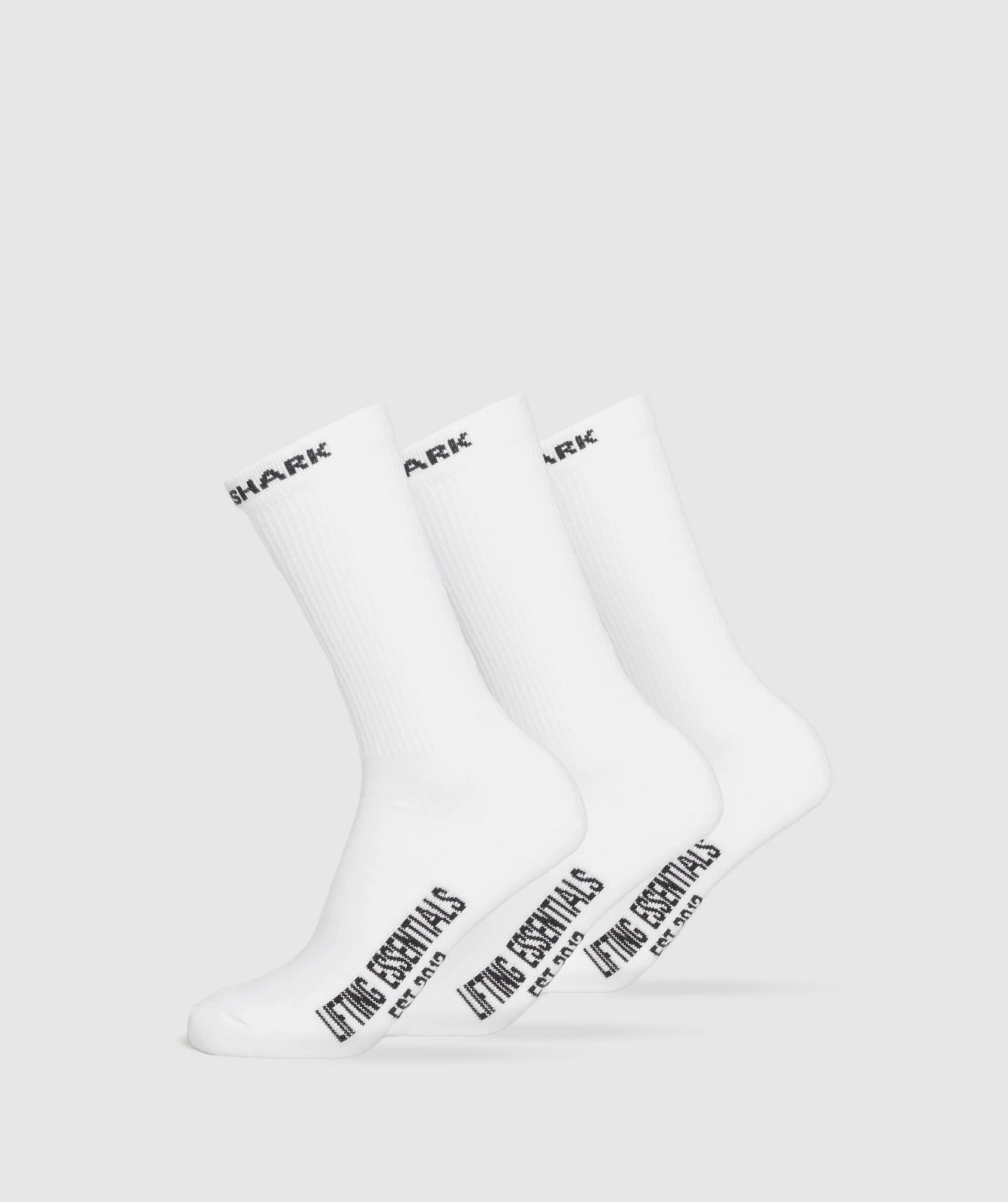 Wordmark Crew Socks 3pk in White with Terry Knit Cushioning
