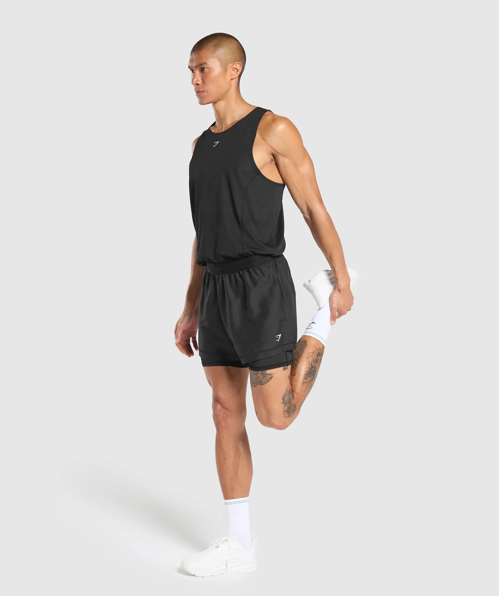 Running 2-in-1 Shorts in Black with Zipped Back Pocket