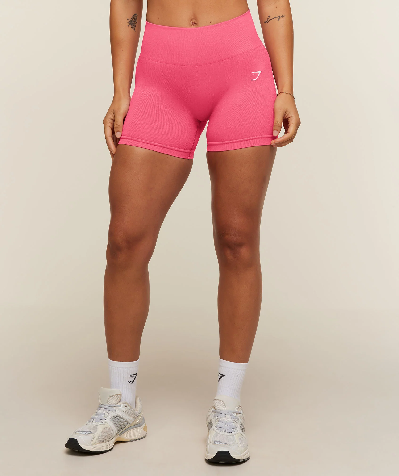Adapt Solid Shorts in Pink with High-Rise Waistband and 5 Inch Inseam