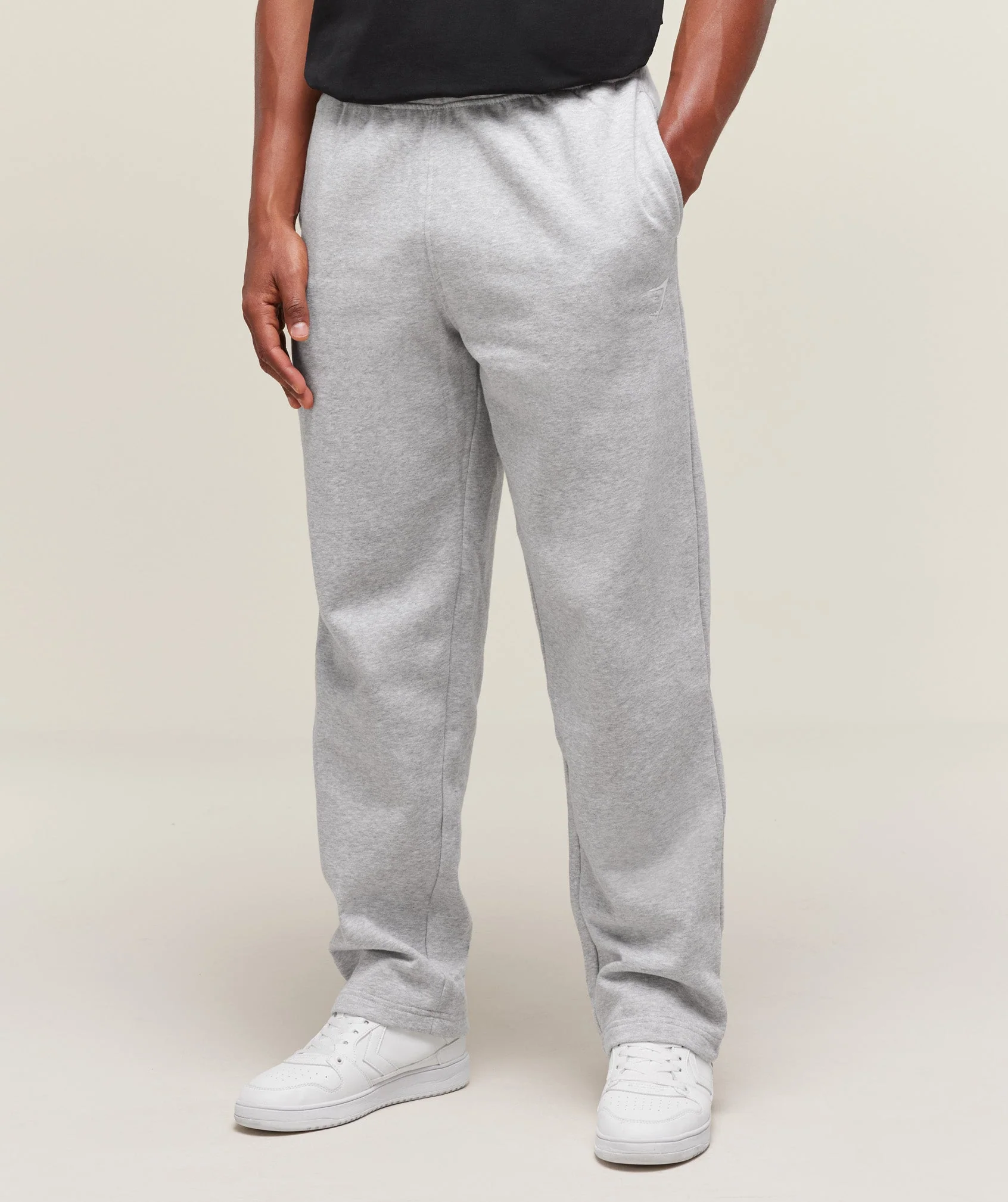 Gymshark Crest Straight Leg Sweatpants in Light Grey Marl