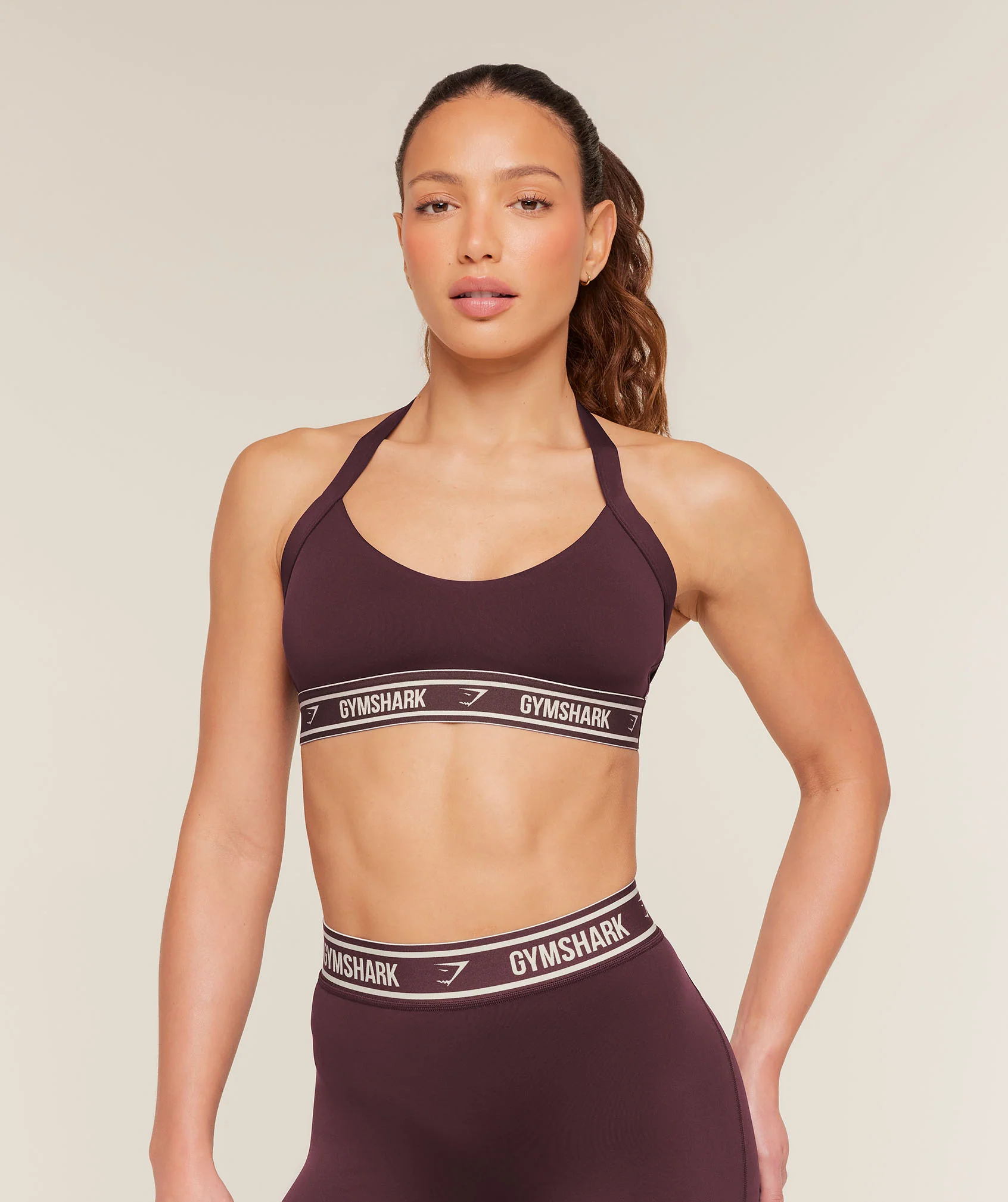 Gymshark Light Support Halter Neck Sports Bra with Logo Underband