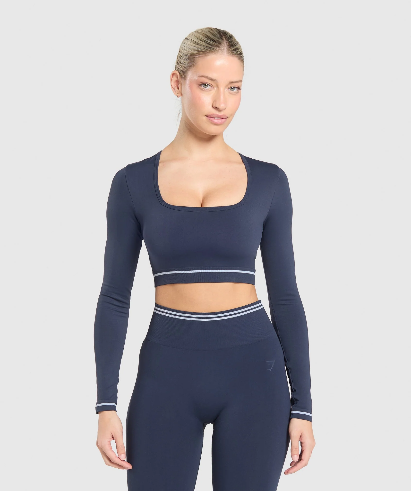 Gymshark Contrast Seamless Crop Top, Square Neck Design