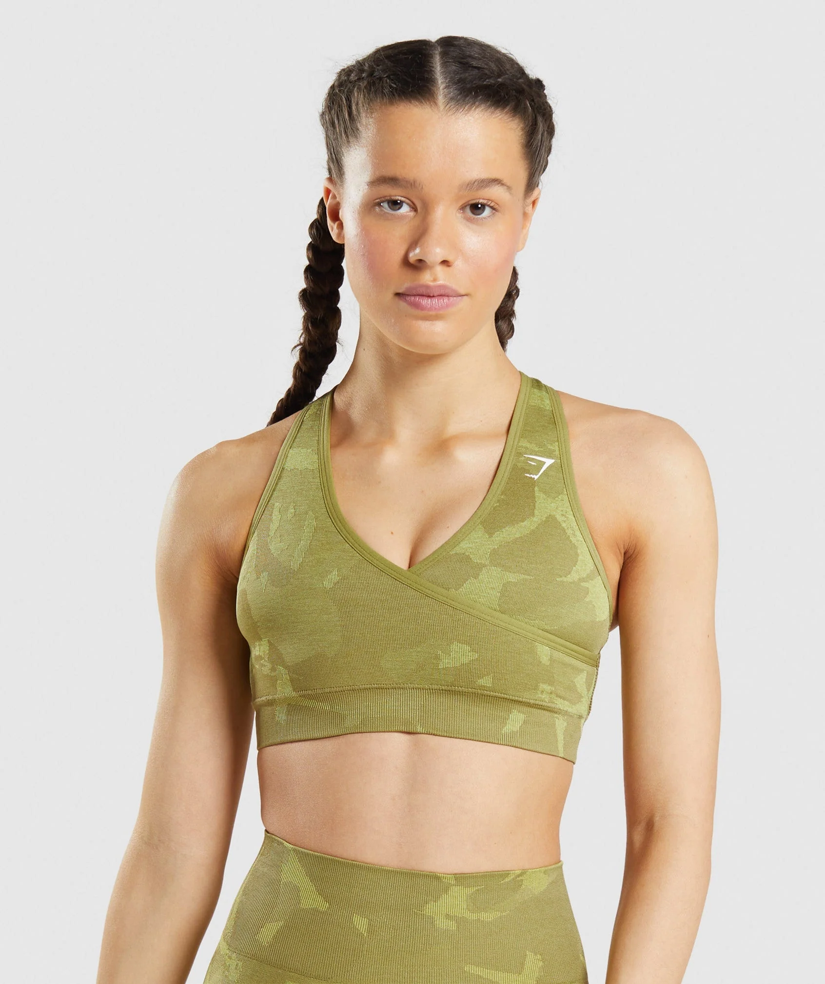 Gymshark Adapt Camo Seamless Sports Bra with Criss Cross Back