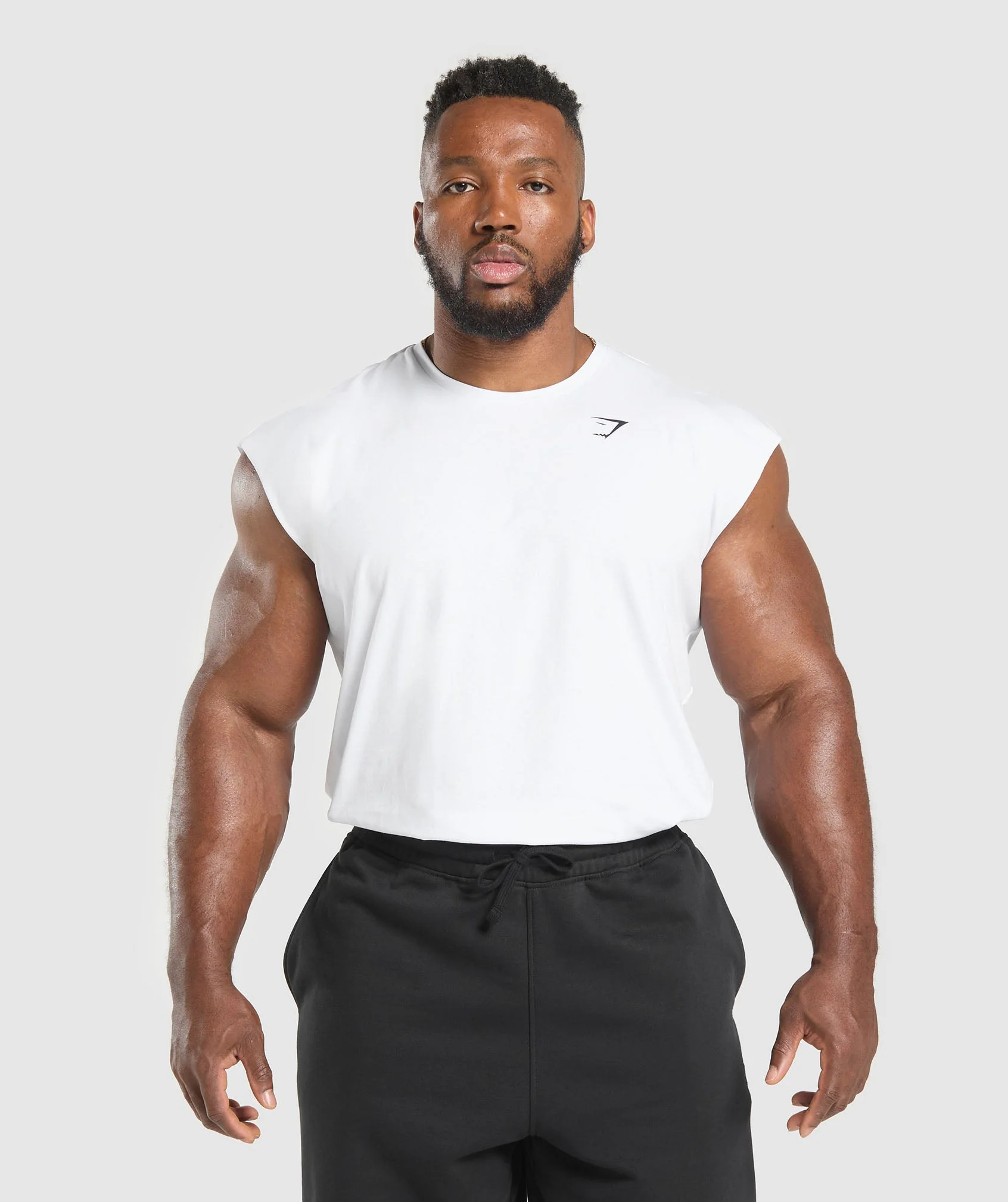 Gymshark Critical Cut Off Tank White Slim Fit Gym Top