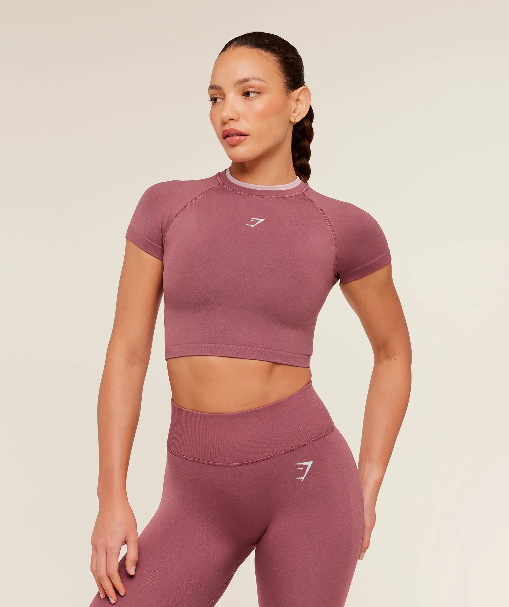 Relay Seamless Short Sleeve Crop Top in Reset Pink