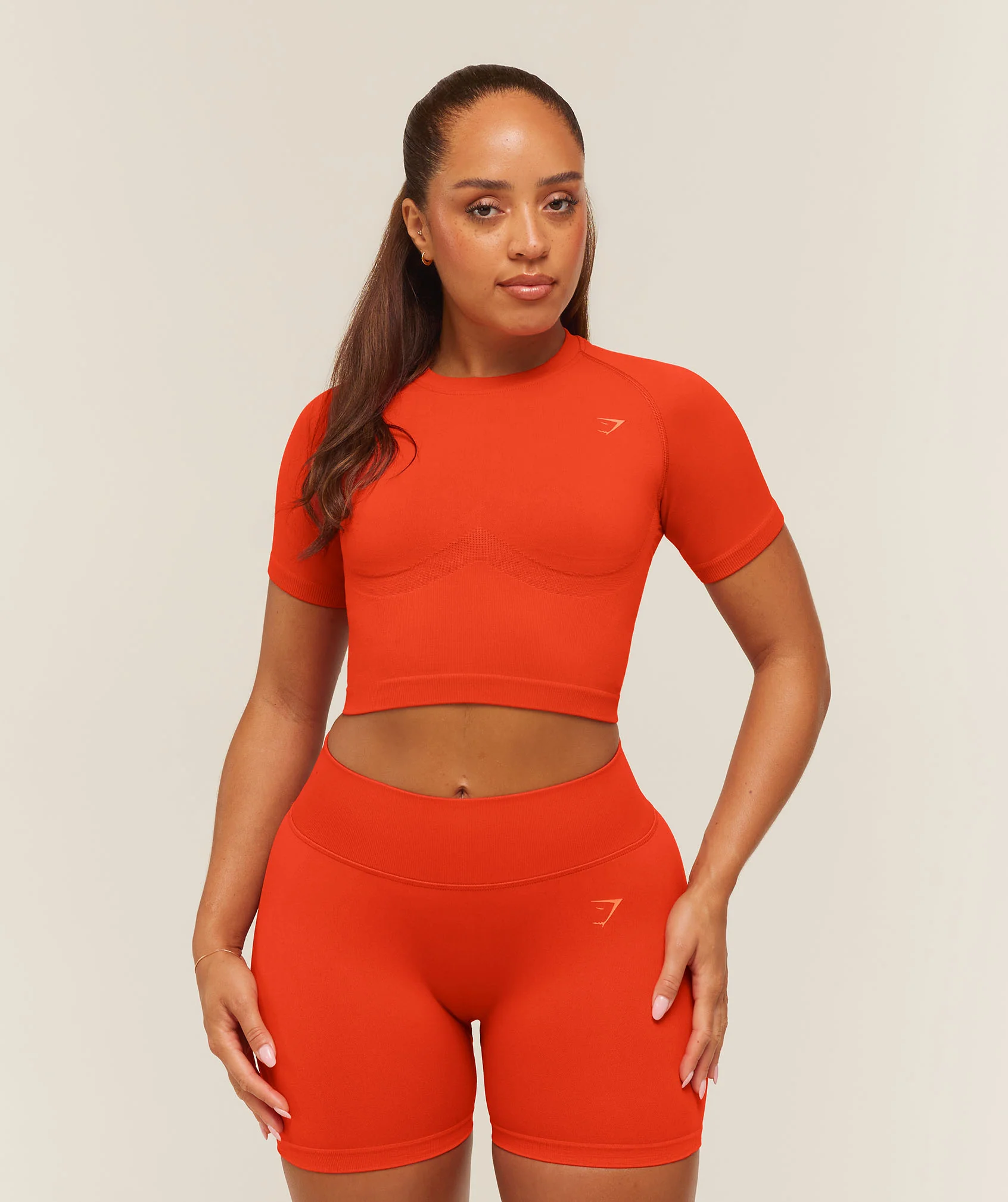 Gymshark Lift Seamless Short Sleeve Top in Orange