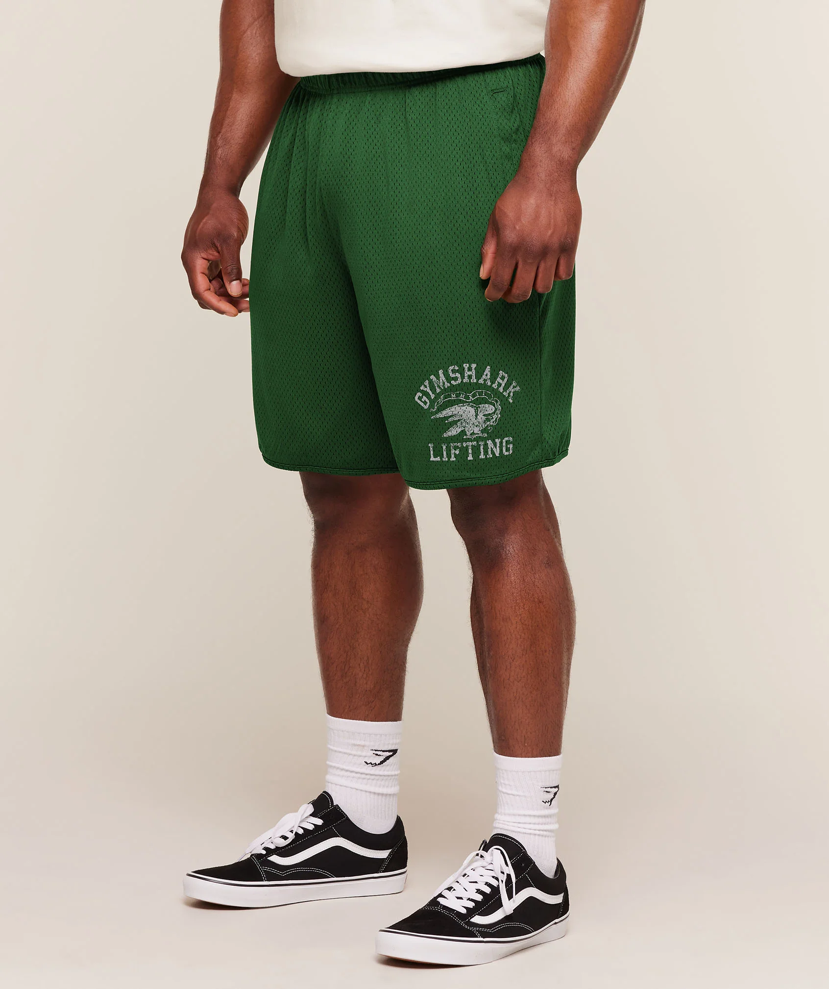 Collective Mesh Shorts with Lifting Graphic and Drawcord Waist
