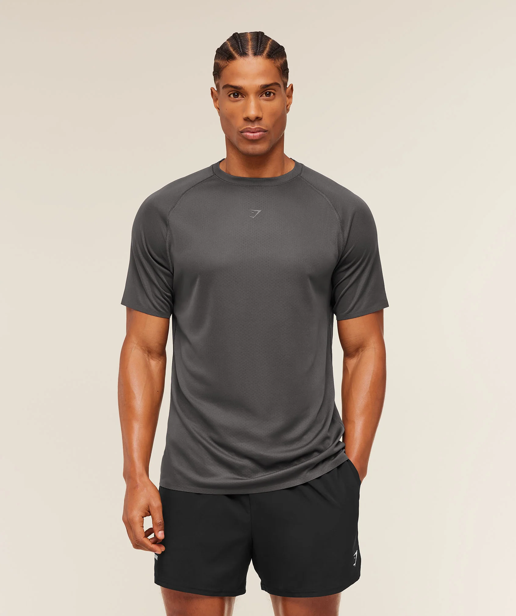 Hybrid Engineered Jacquard T-Shirt with Reflective Back Wordmark