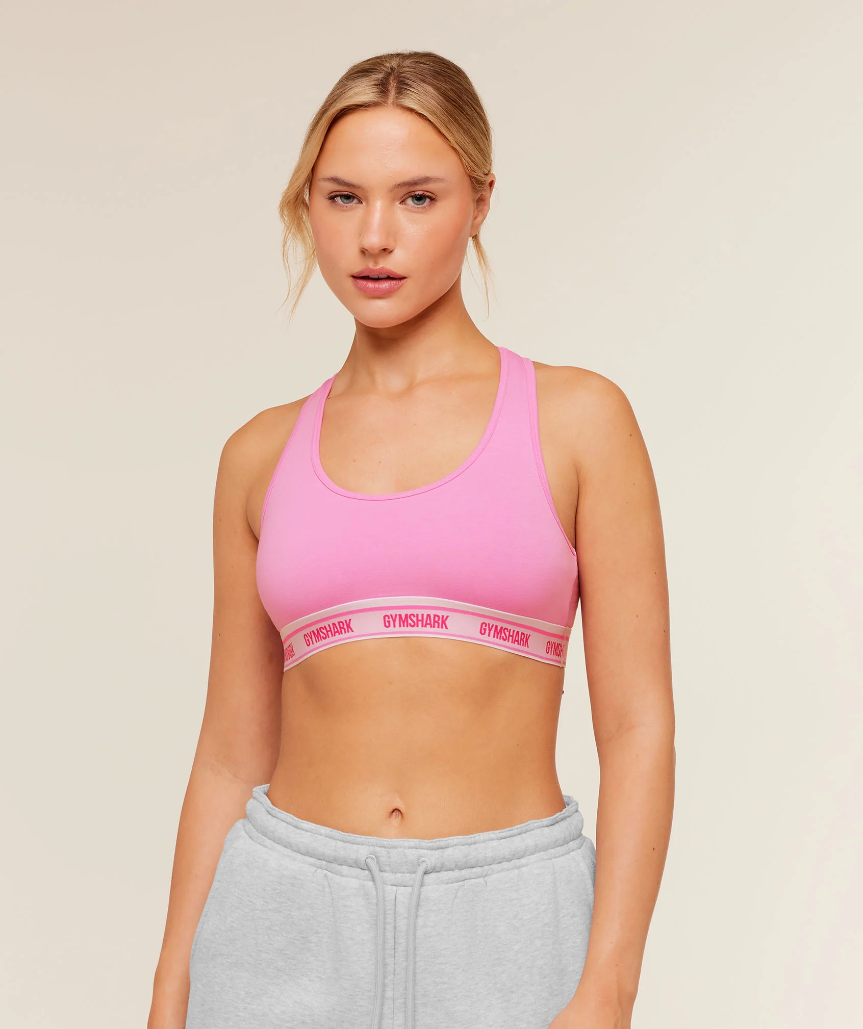 Elastic Branded Racerback Cotton Bralette with Light Support