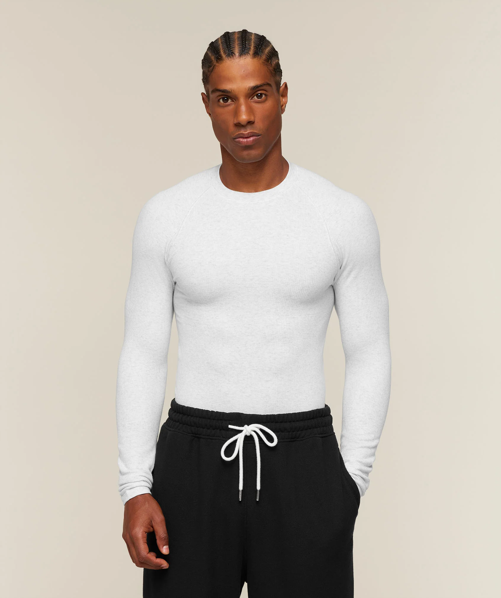 Gymshark Cotton Seamless Long Sleeve T-Shirt White Muscle Fit