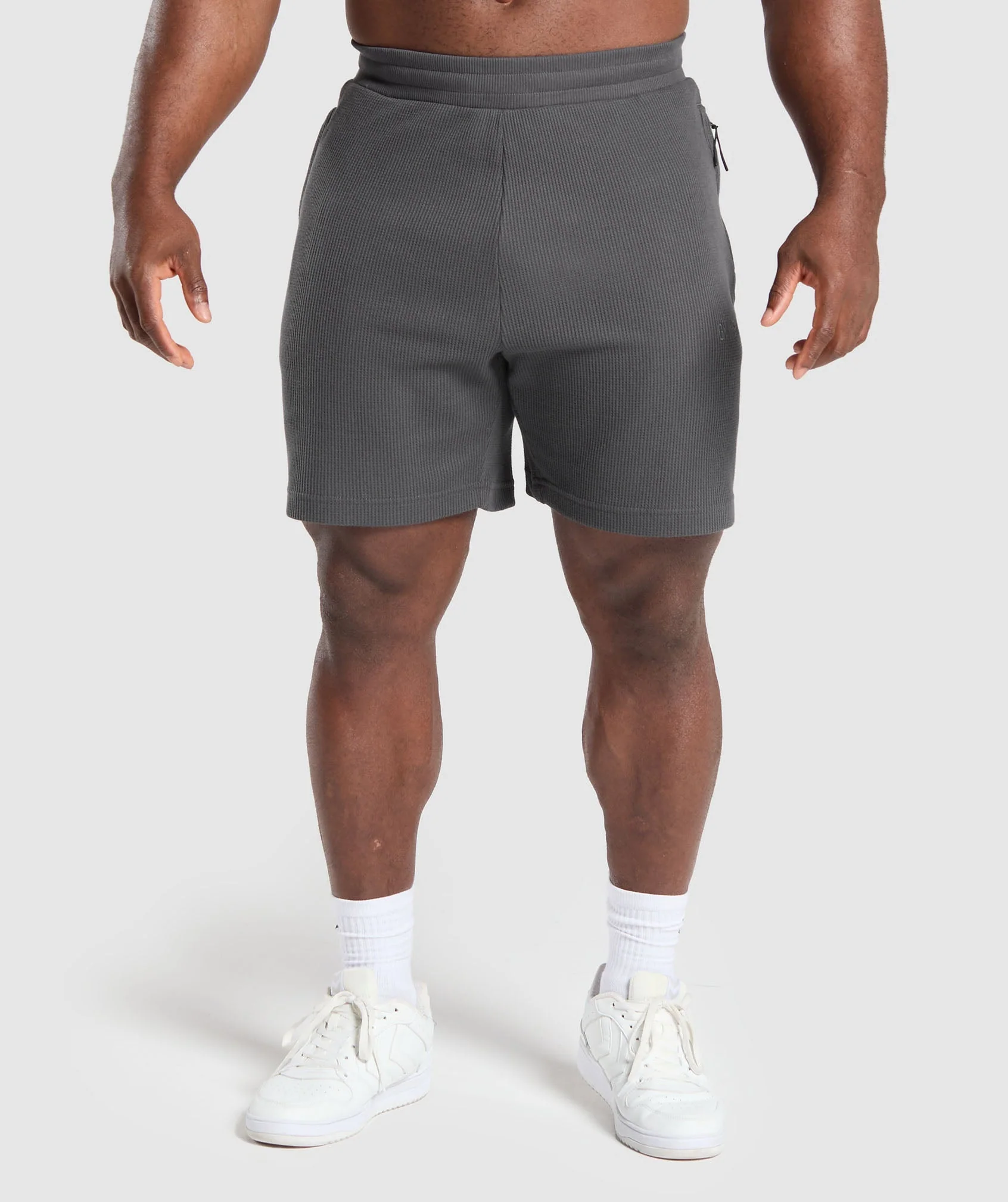 Gymshark Waffle Shorts Onyx Grey Oversized Cotton Blend