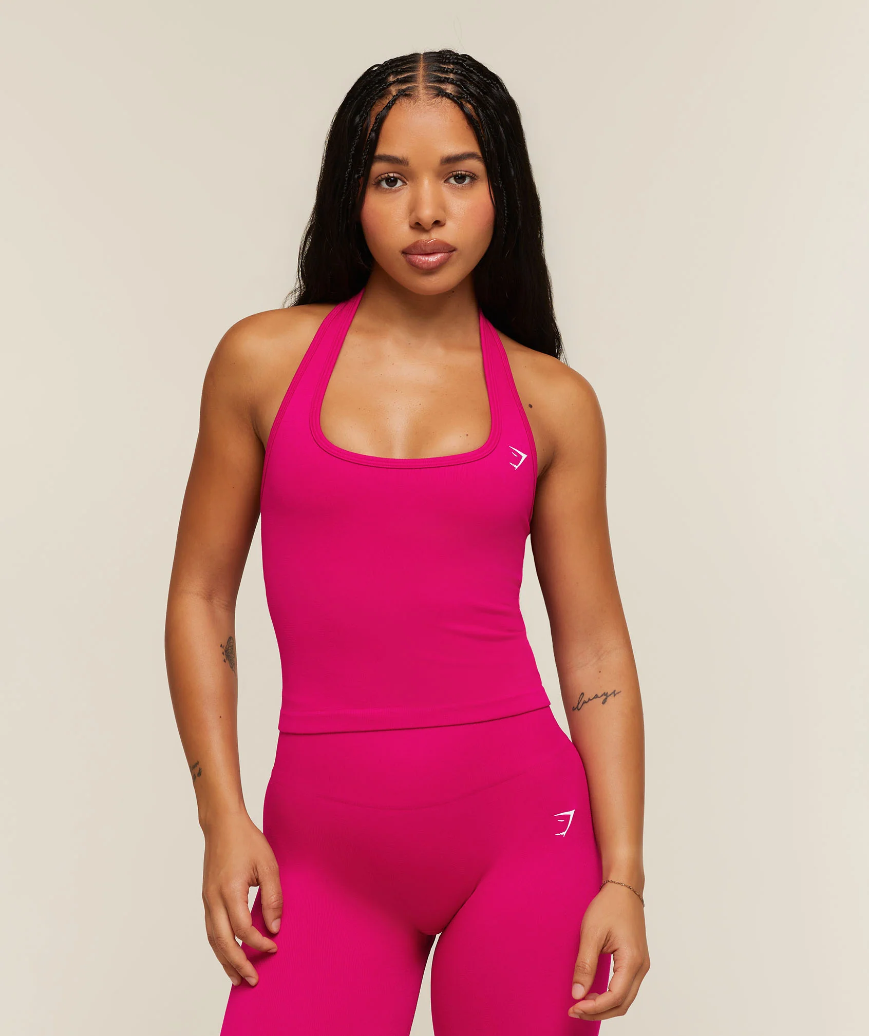 Adapt Solid Halter Neck Tank in Midi Length