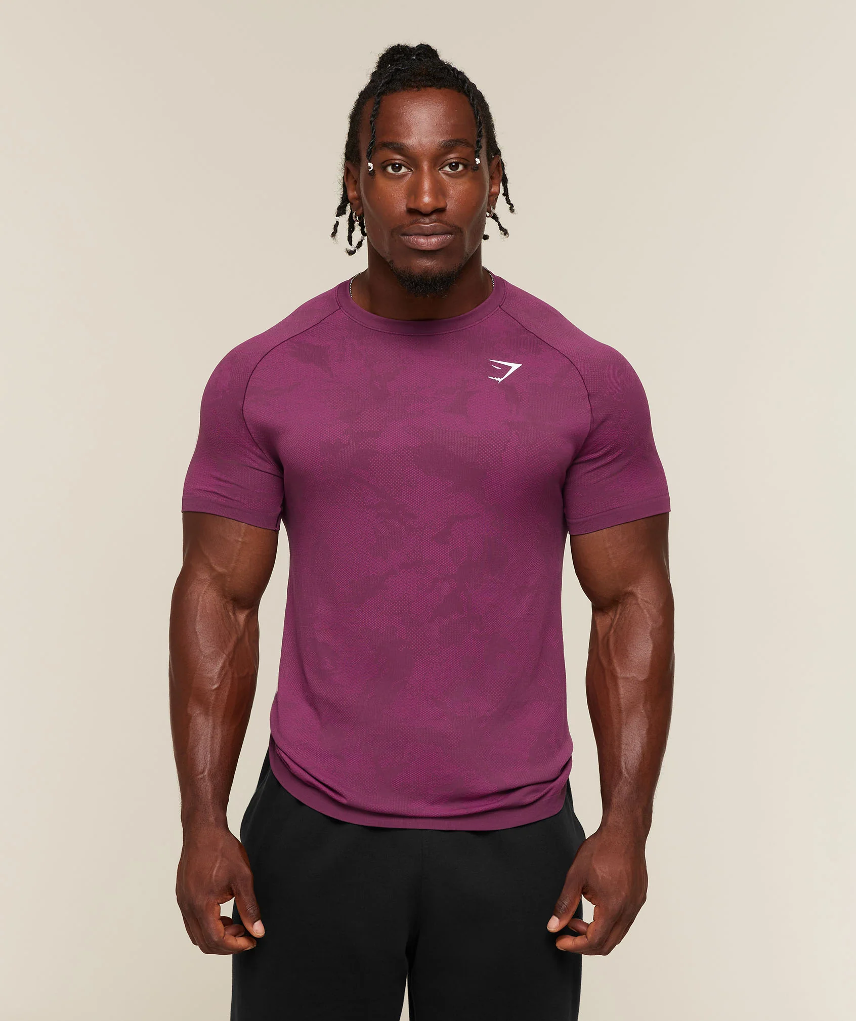 Gymshark Geo Seamless T-Shirt Pink Slim Fit Training Top