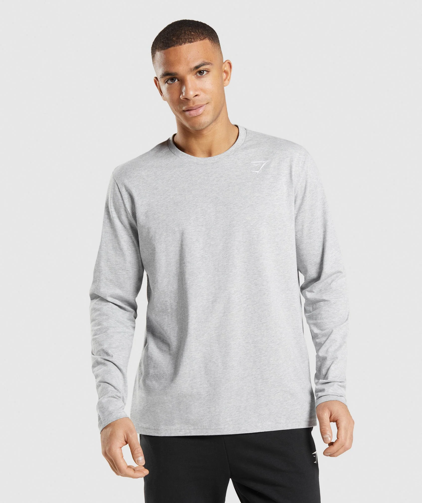 Crest Long Sleeve T-Shirt in Light Grey Core Marl